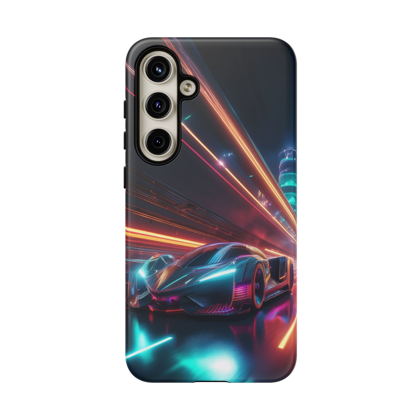 CyberPunk Magenta Car Tough Case - Futuristic Neon Glow iPhone Samsung Google Pixel Phone Case