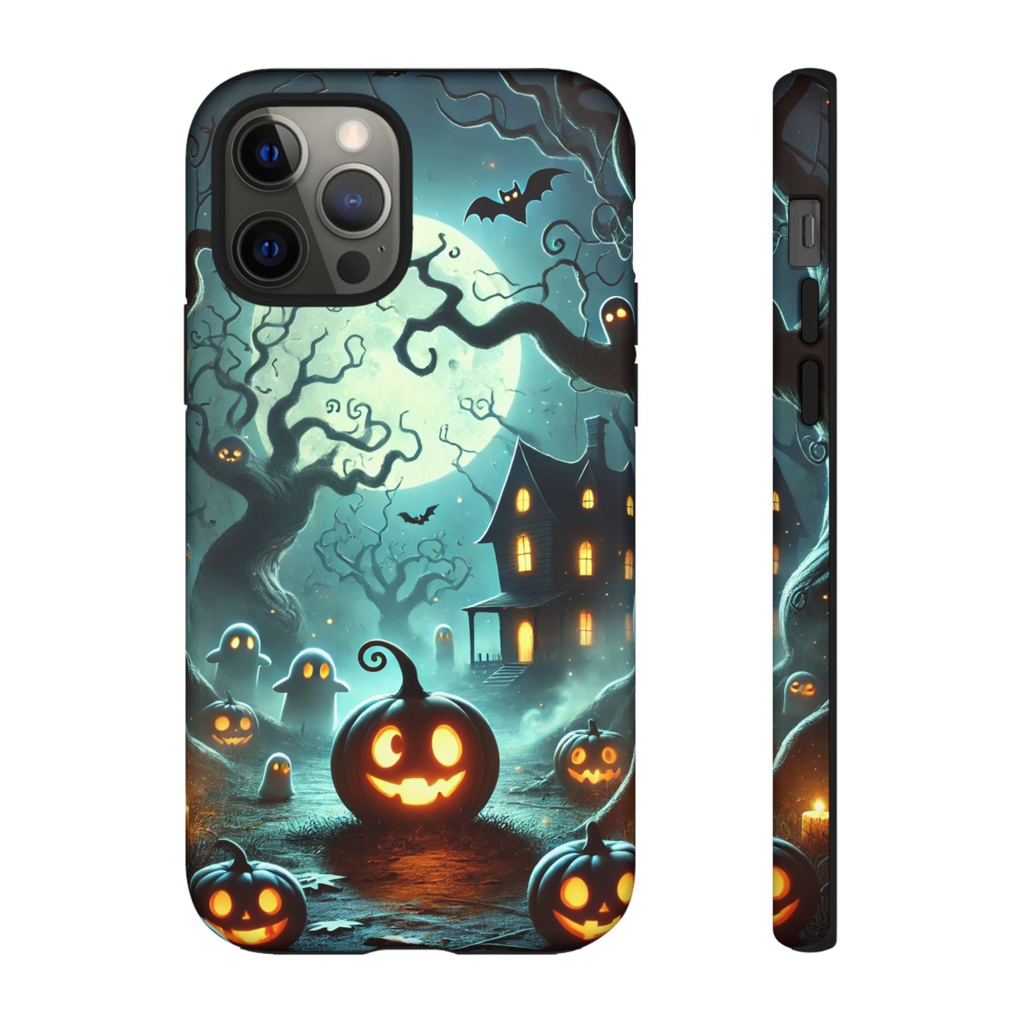 Spooky Halloween Night Pumpkin and Ghost Path Design Phone Case