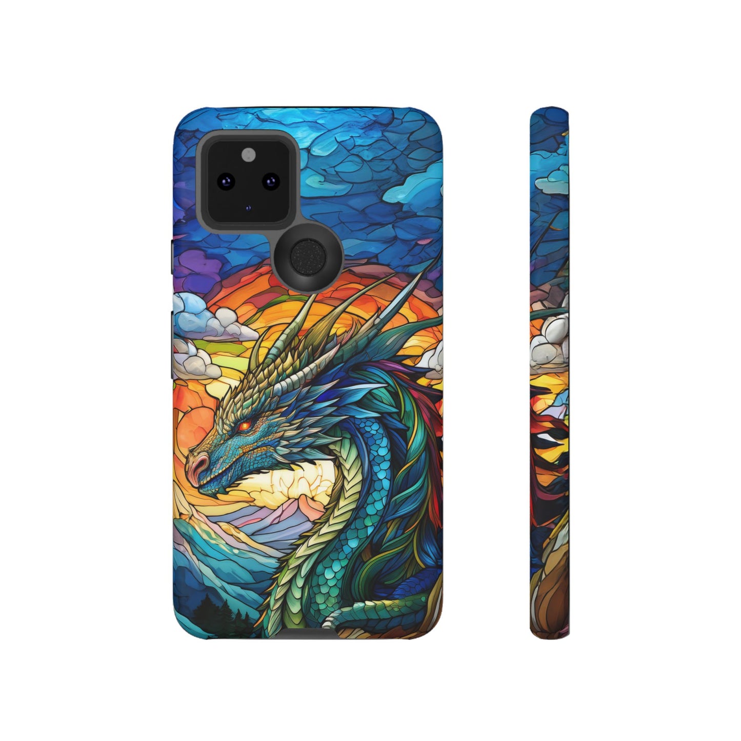 Stained Glass Design Dragon Case | Fantasy Art Google Pixel 8 Pro, 8, 7, 6 Pro, 6, 5 5G | Unique Protective Phone Cover for Pixel Users