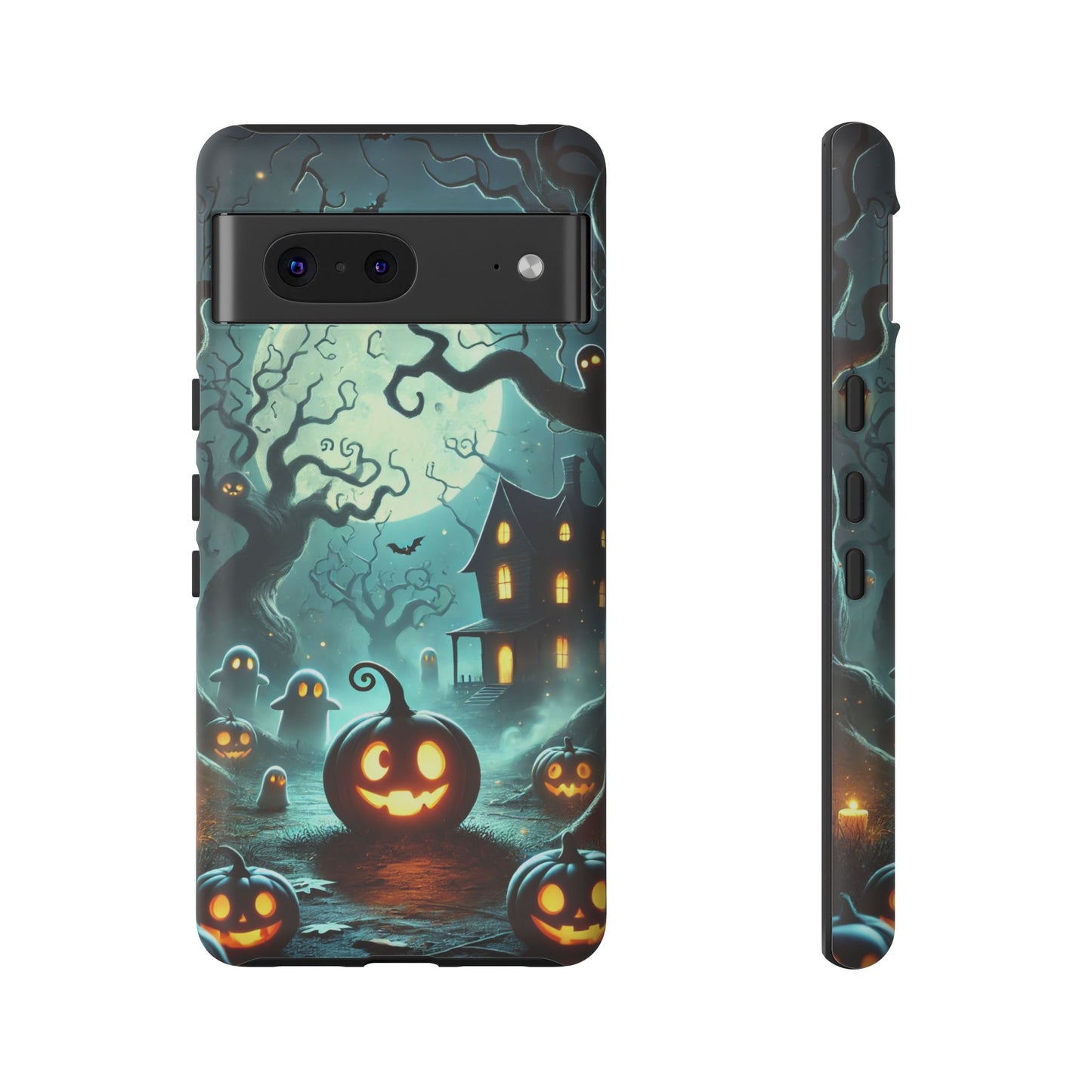 Spooky Halloween Night Pumpkin and Ghost Path Design Phone Case