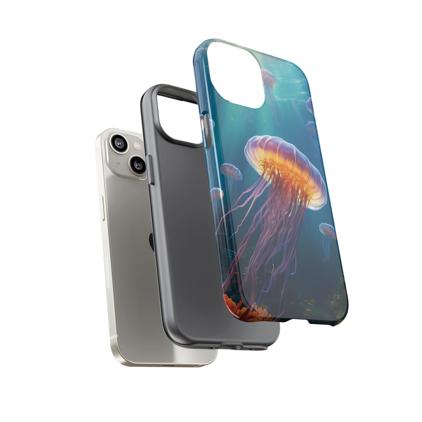 Vibrant Jellyfish iPhone Case - Fits iPhone 8, X, XR, 11, 12, 13, 14, 15, 16 Pro, Max, Mini - Stunning Ocean Art Case for iPhone Lovers