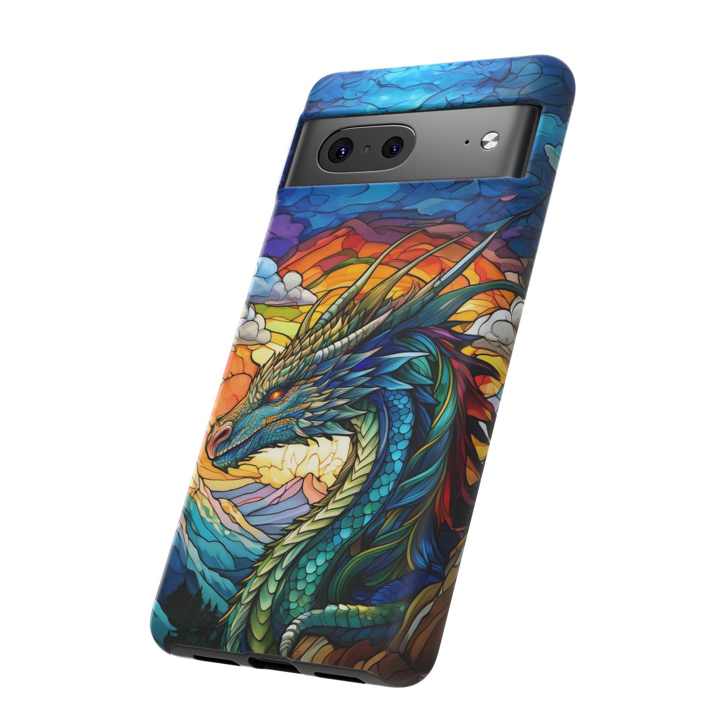 Stained Glass Design Dragon Case | Fantasy Art Google Pixel 8 Pro, 8, 7, 6 Pro, 6, 5 5G | Unique Protective Phone Cover for Pixel Users