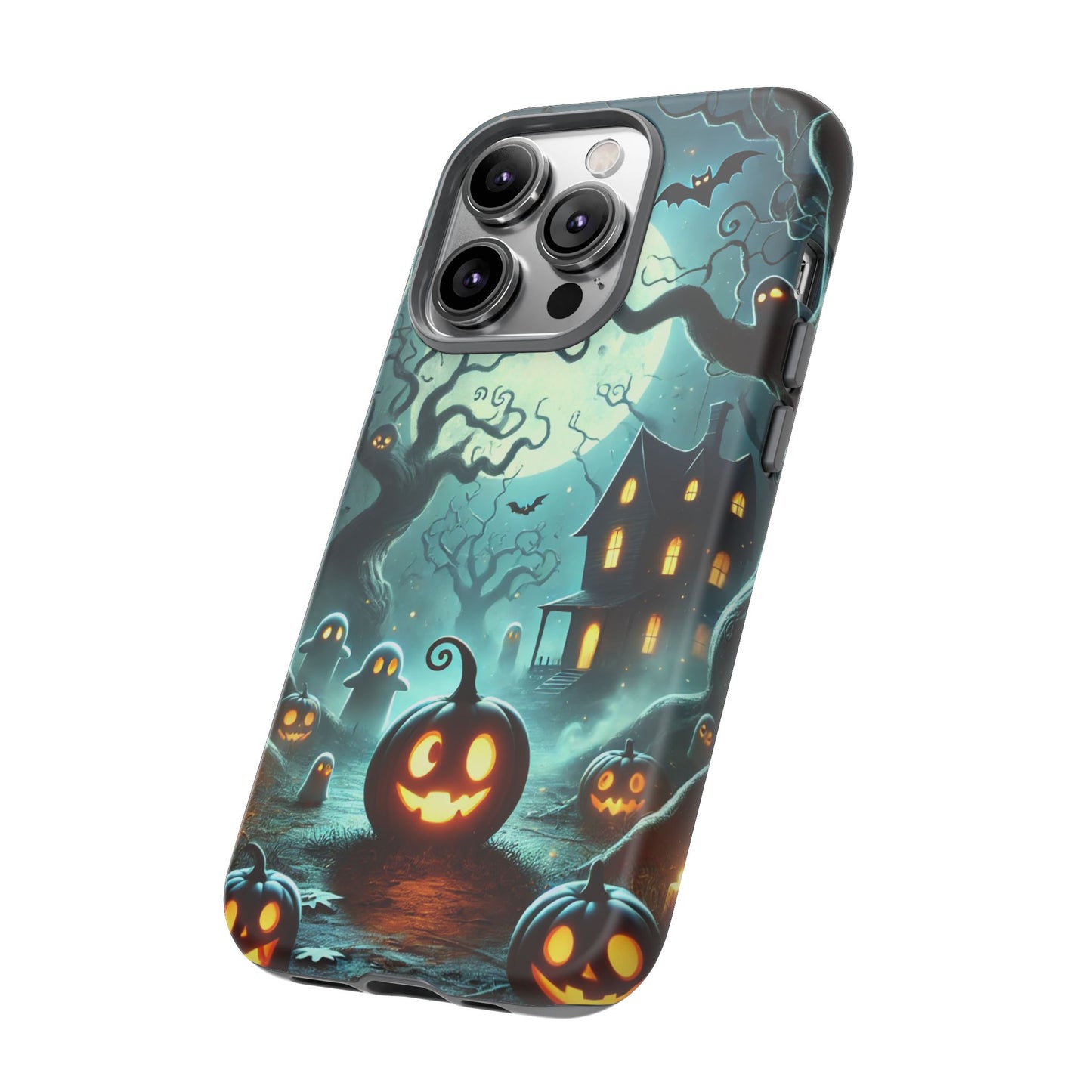 Spooky Halloween Night Pumpkin and Ghost Path Design Phone Case