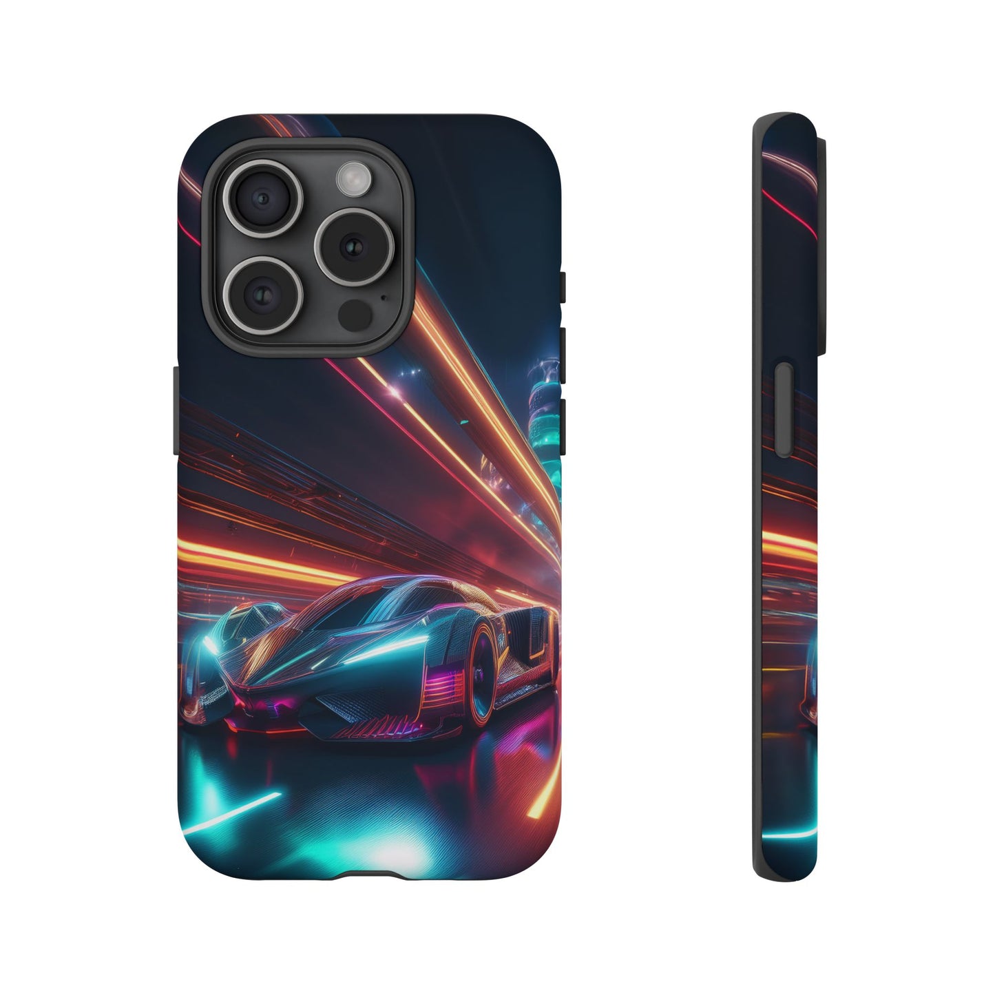 CyberPunk Magenta Car Tough Case - Futuristic Neon Glow iPhone Samsung Google Pixel Phone Case