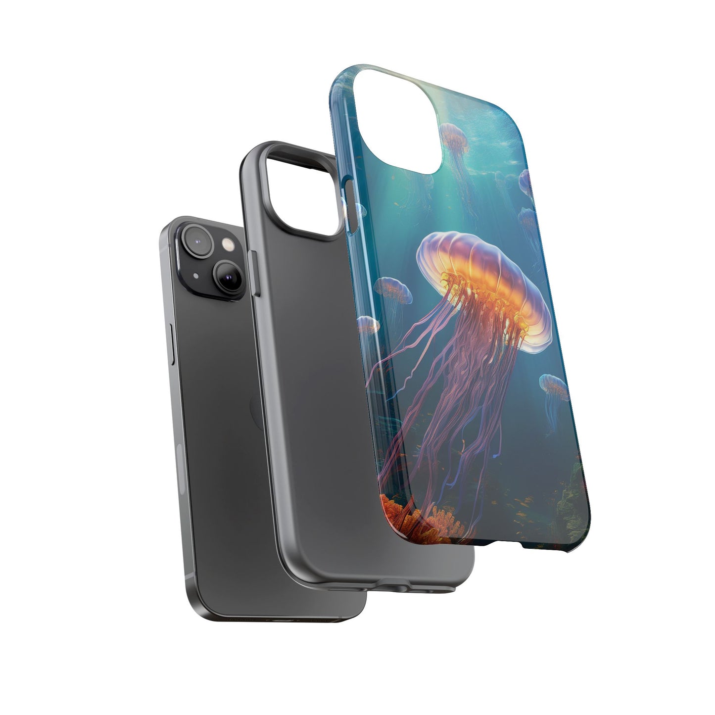Vibrant Jellyfish iPhone Case - Fits iPhone 8, X, XR, 11, 12, 13, 14, 15, 16 Pro, Max, Mini - Stunning Ocean Art Case for iPhone Lovers