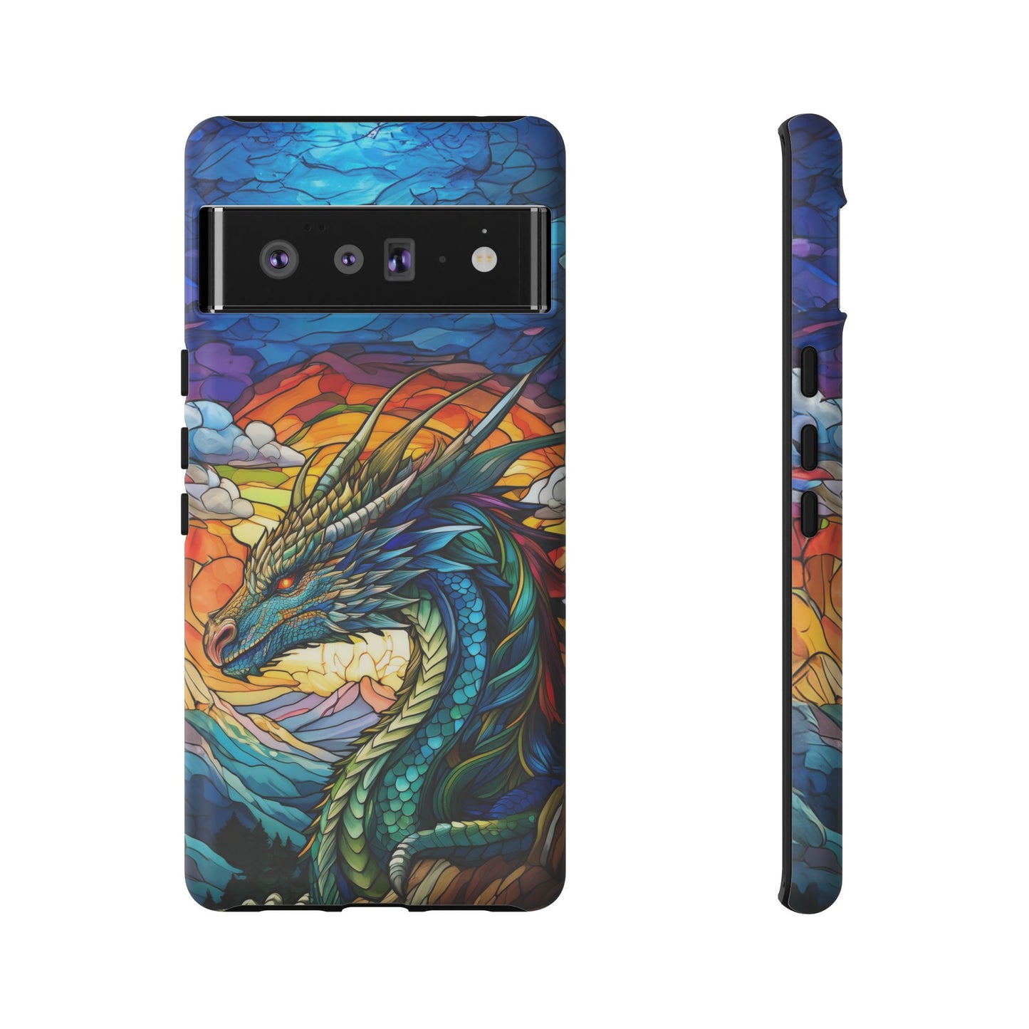 Stained Glass Design Dragon Case | Fantasy Art Google Pixel 8 Pro, 8, 7, 6 Pro, 6, 5 5G | Unique Protective Phone Cover for Pixel Users