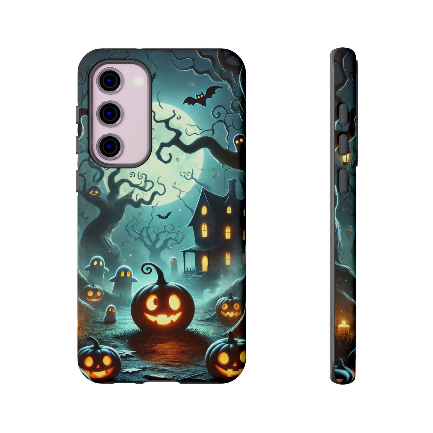 Spooky Halloween Night Pumpkin and Ghost Path Design Phone Case