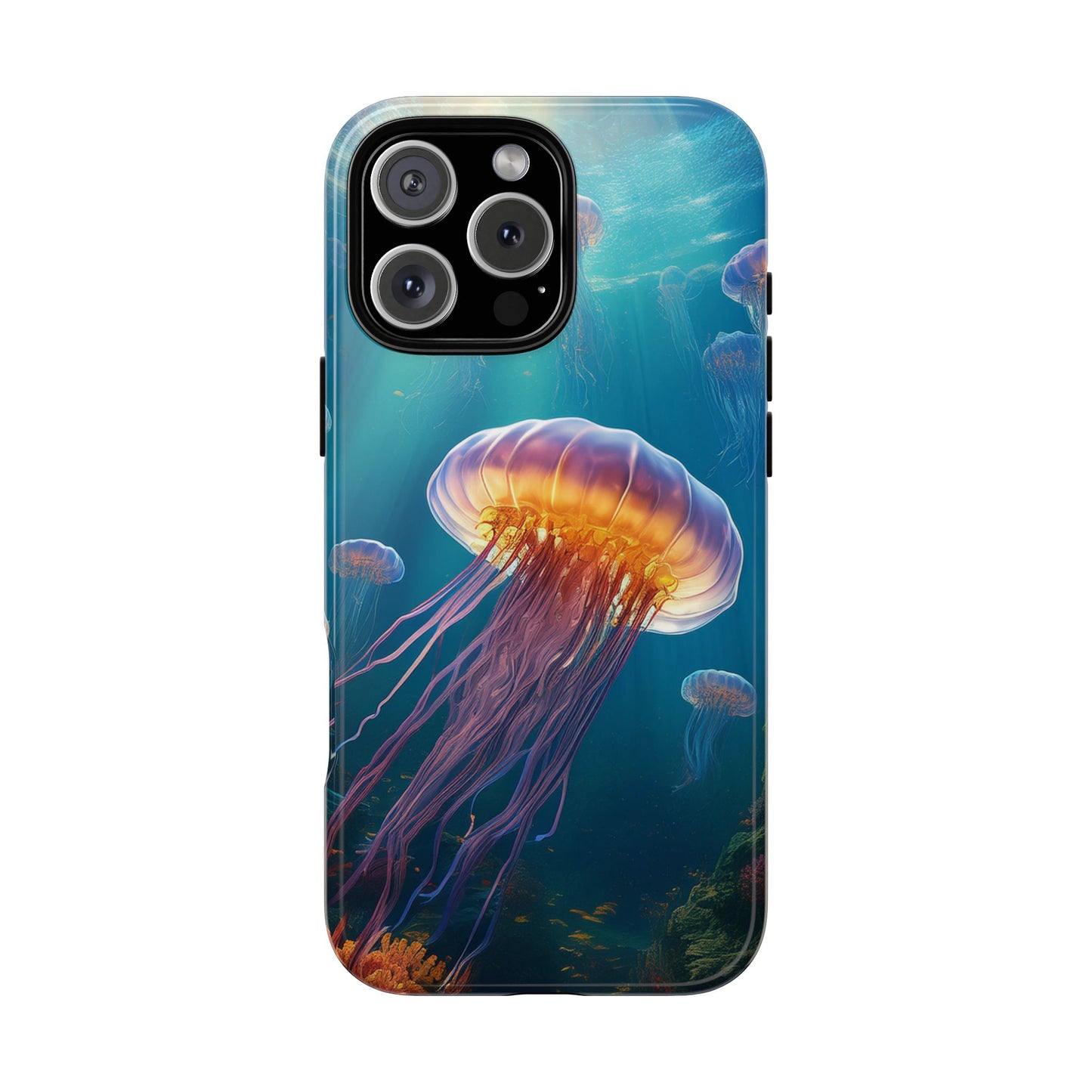 Vibrant Jellyfish iPhone Case - Fits iPhone 8, X, XR, 11, 12, 13, 14, 15, 16 Pro, Max, Mini - Stunning Ocean Art Case for iPhone Lovers