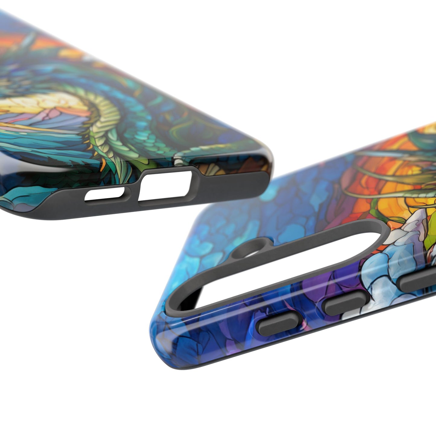 Stained Glass Design Dragon Case | Fantasy Art Samsung Galaxy S24 Ultra, S23, S22, S21, S20, S10 Plus | Unique Protective Phone Cover