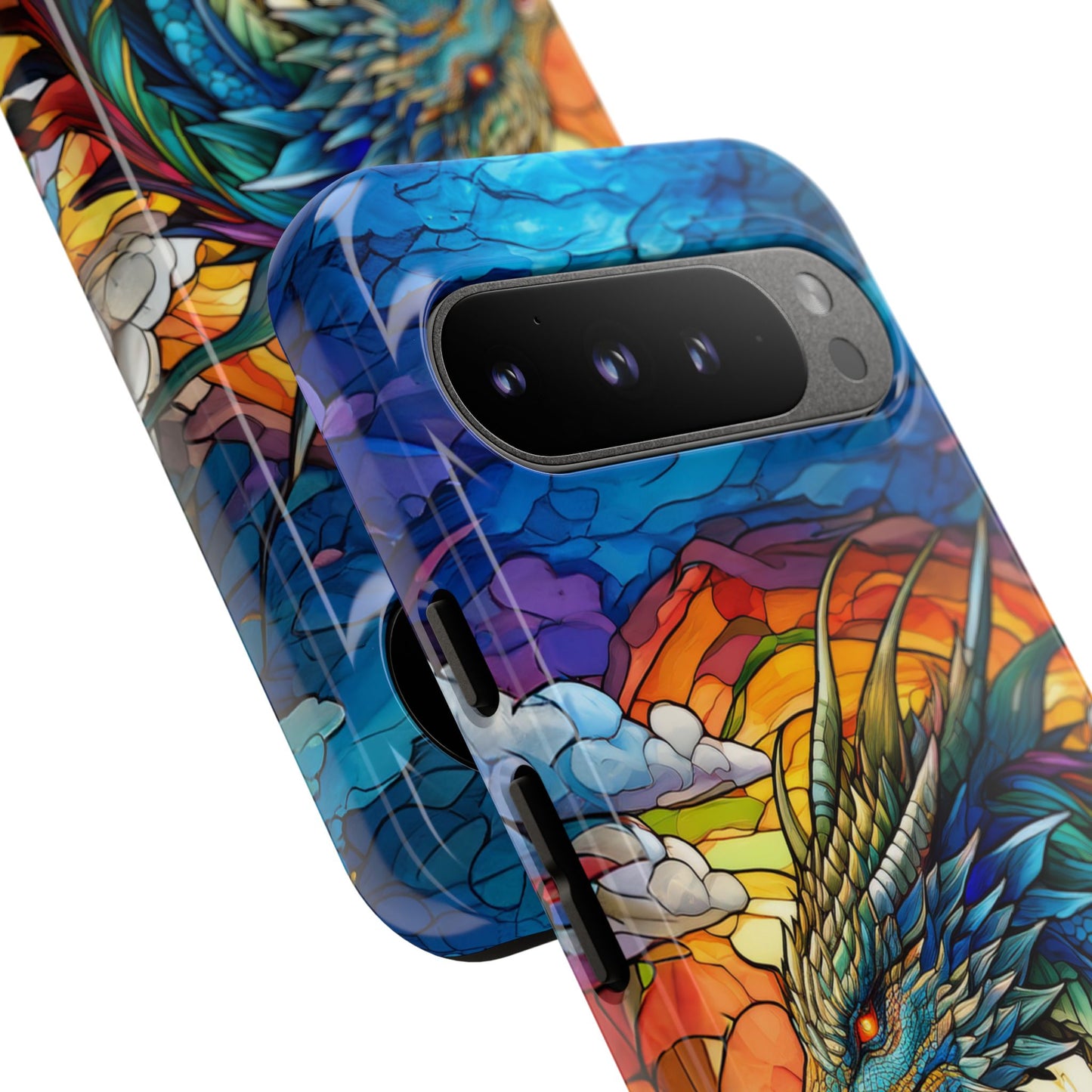 Stained Glass Design Dragon Case | Fantasy Art Google Pixel 8 Pro, 8, 7, 6 Pro, 6, 5 5G | Unique Protective Phone Cover for Pixel Users