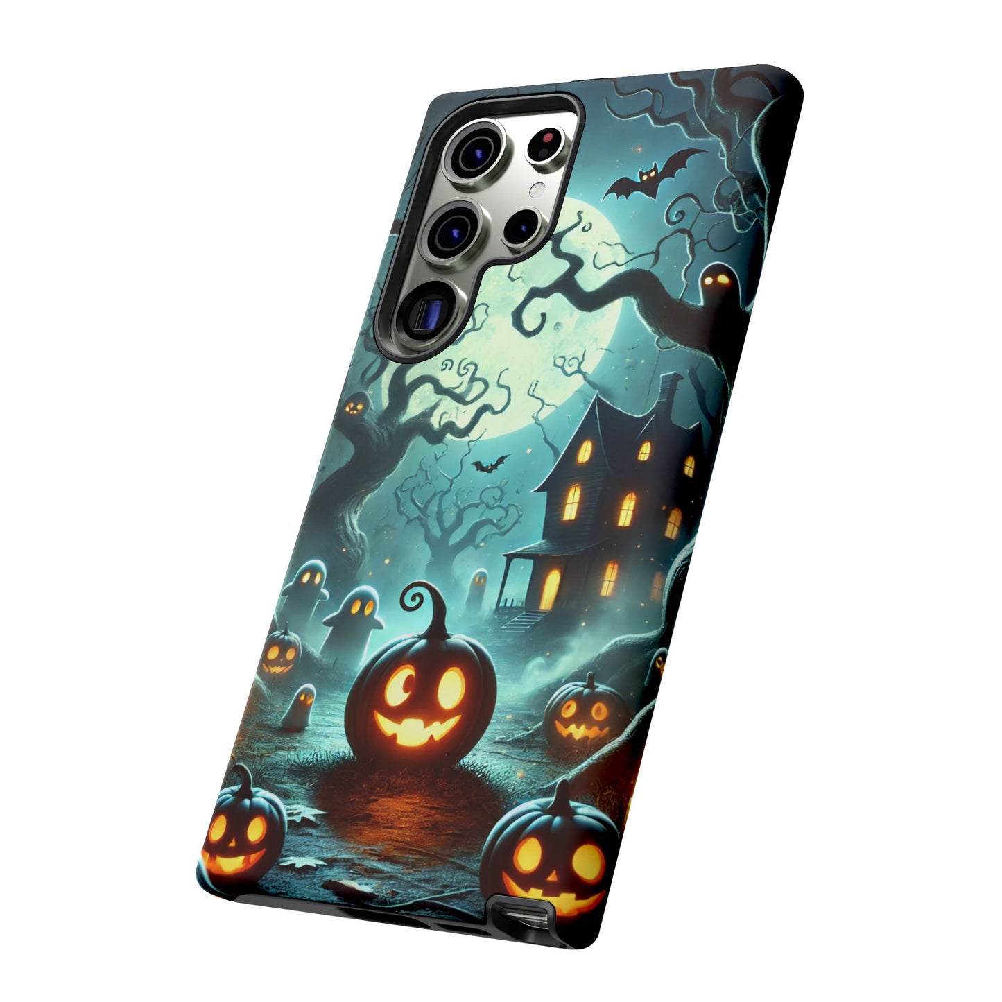 Spooky Halloween Night Pumpkin and Ghost Path Design Phone Case