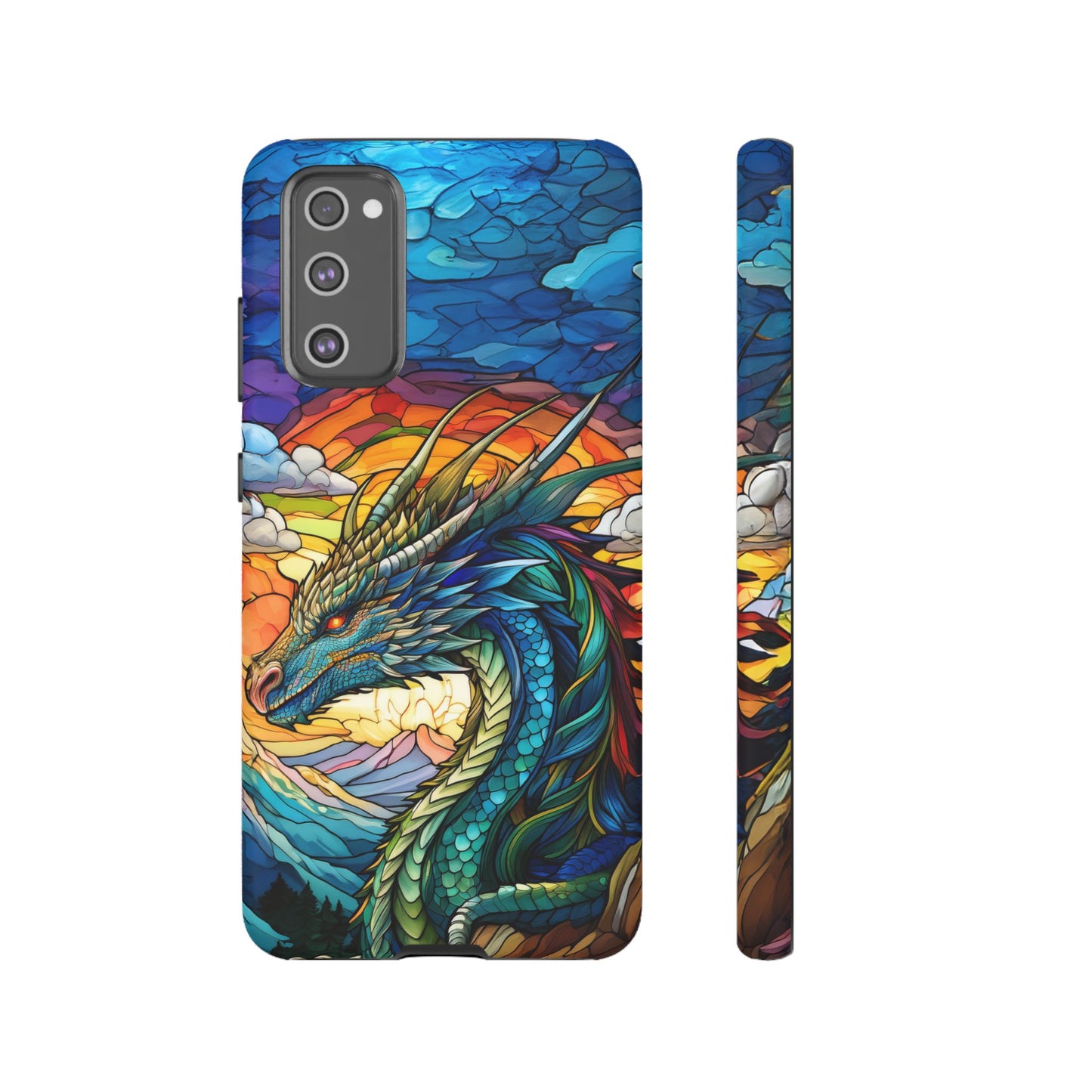 Stained Glass Design Dragon Case | Fantasy Art Samsung Galaxy S24 Ultra, S23, S22, S21, S20, S10 Plus | Unique Protective Phone Cover
