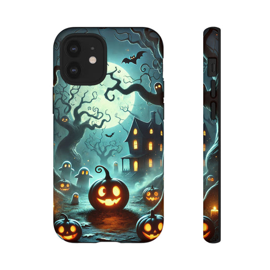 Spooky Halloween Night Pumpkin and Ghost Path Design Phone Case