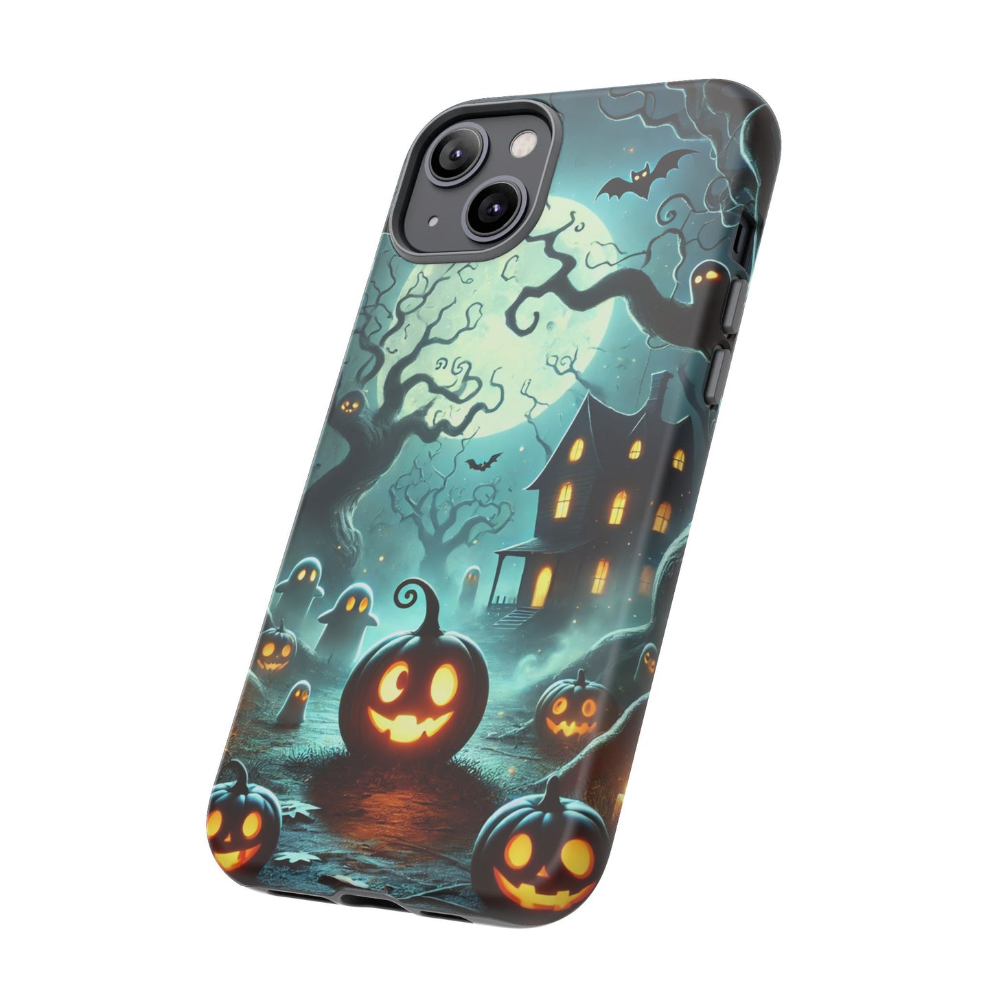 Spooky Halloween Night Pumpkin and Ghost Path Design Phone Case