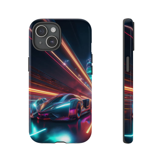 CyberPunk Magenta Car Tough Case - Futuristic Neon Glow iPhone Samsung Google Pixel Phone Case