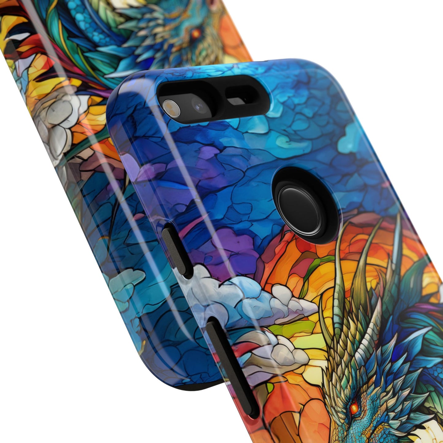 Stained Glass Design Dragon Case | Fantasy Art Google Pixel 8 Pro, 8, 7, 6 Pro, 6, 5 5G | Unique Protective Phone Cover for Pixel Users