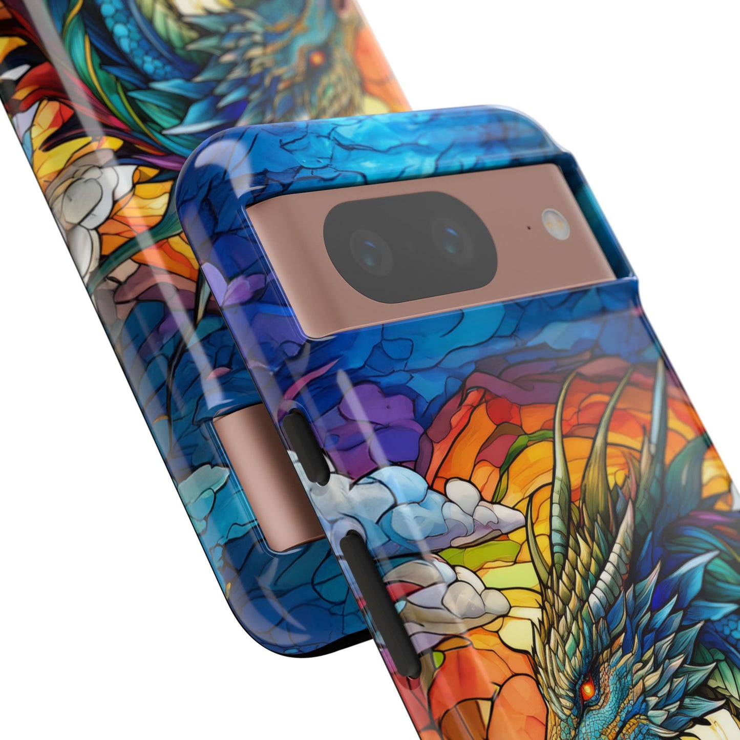 Stained Glass Design Dragon Case | Fantasy Art Google Pixel 8 Pro, 8, 7, 6 Pro, 6, 5 5G | Unique Protective Phone Cover for Pixel Users