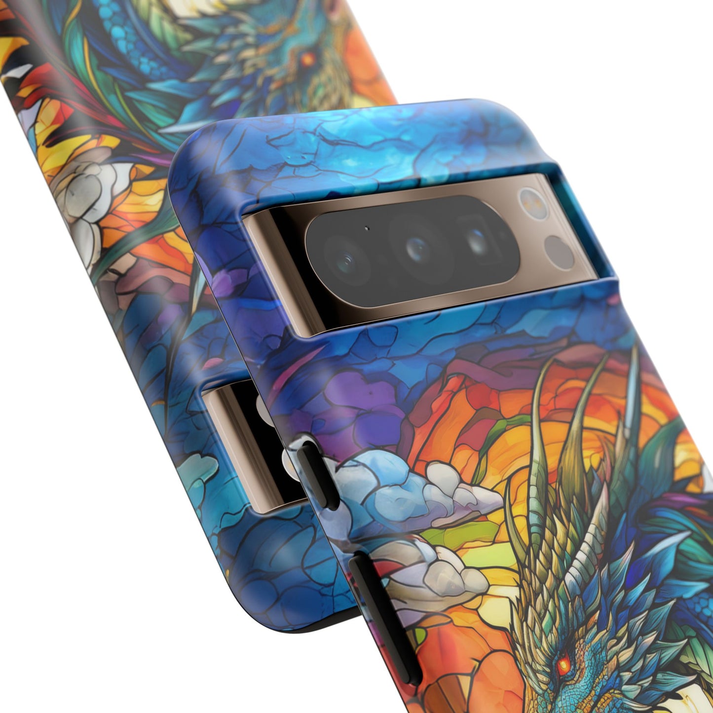 Stained Glass Design Dragon Case | Fantasy Art Google Pixel 8 Pro, 8, 7, 6 Pro, 6, 5 5G | Unique Protective Phone Cover for Pixel Users