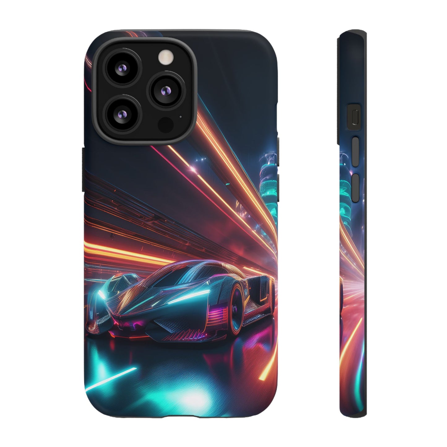 CyberPunk Magenta Car Tough Case - Futuristic Neon Glow iPhone Samsung Google Pixel Phone Case