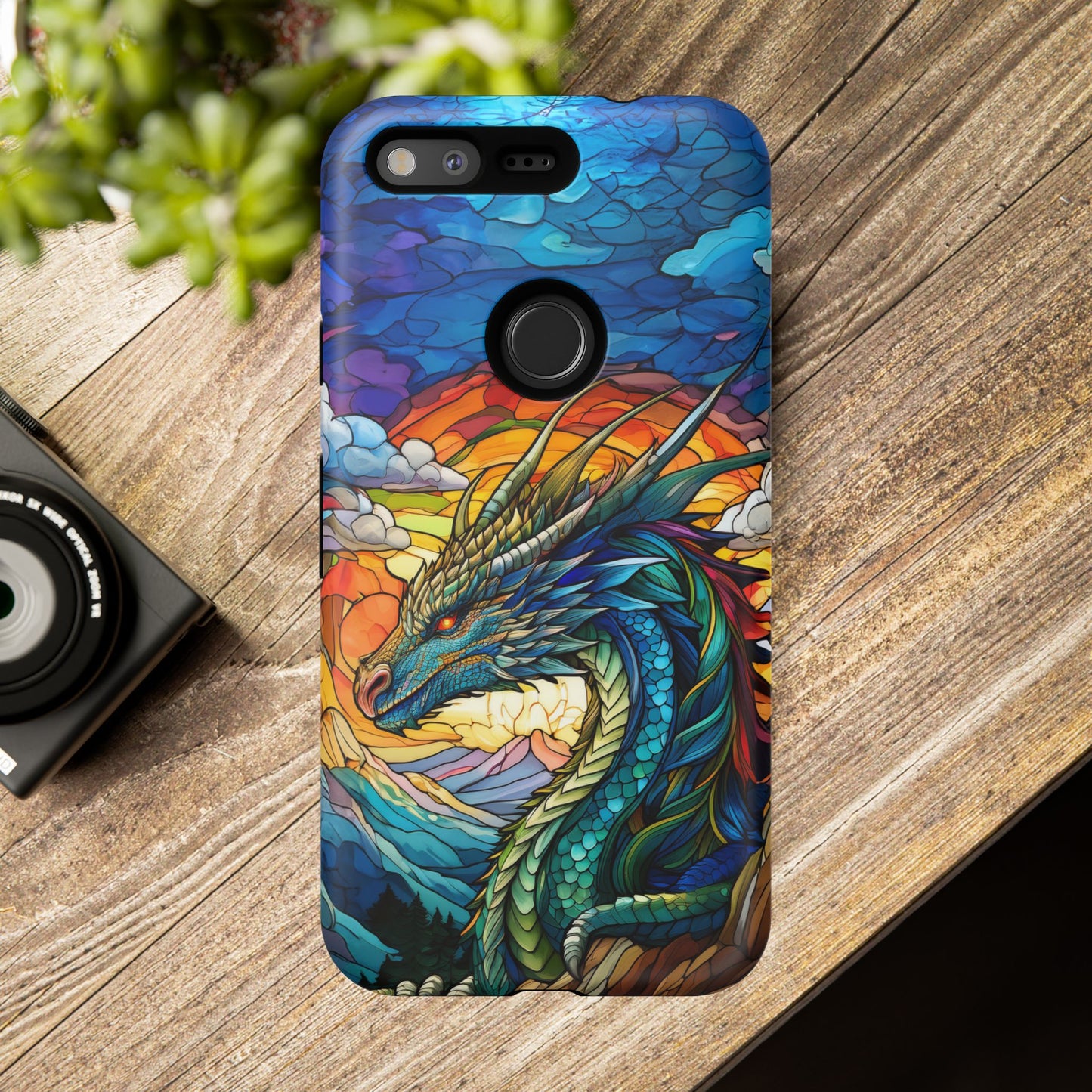 Stained Glass Design Dragon Case | Fantasy Art Google Pixel 8 Pro, 8, 7, 6 Pro, 6, 5 5G | Unique Protective Phone Cover for Pixel Users