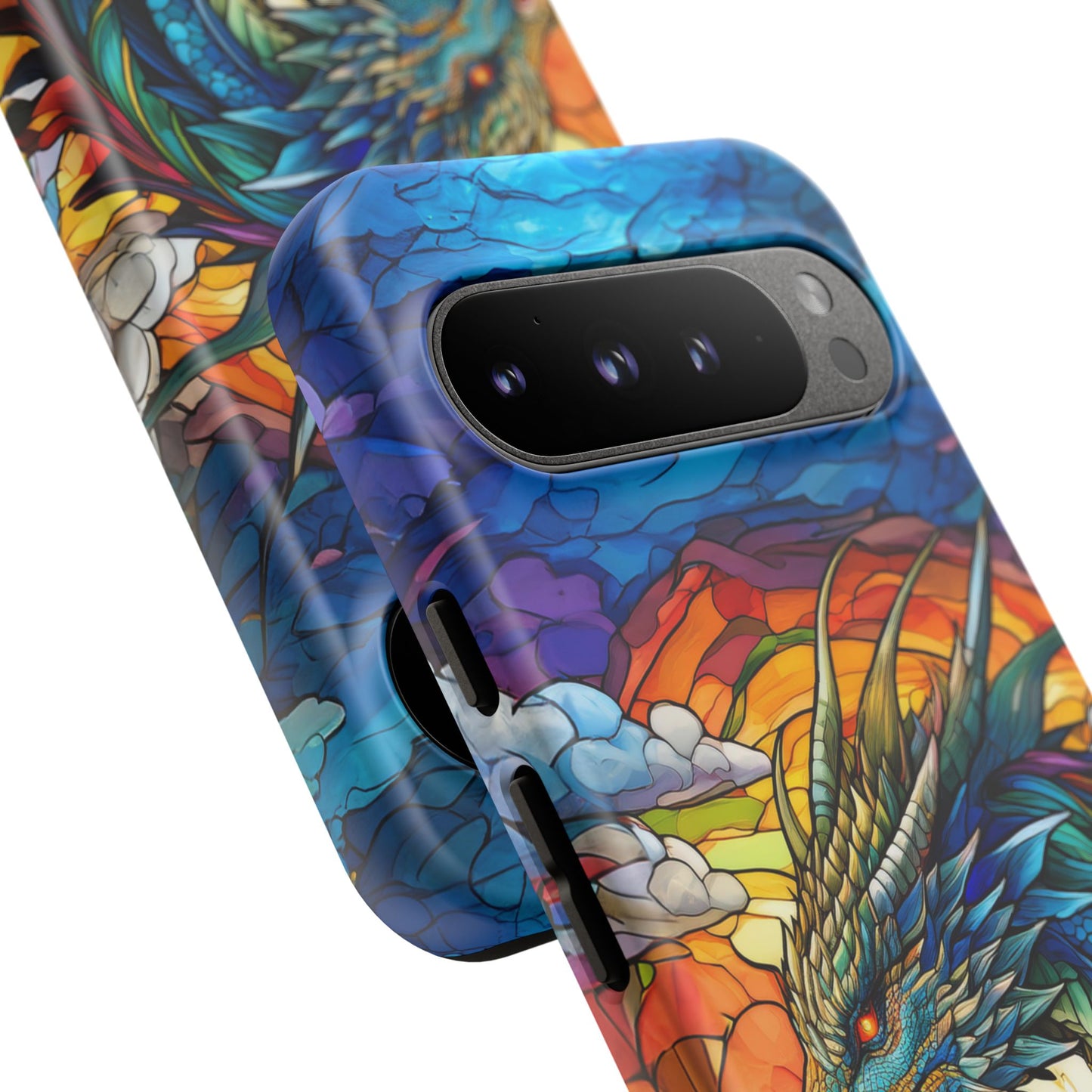 Stained Glass Design Dragon Case | Fantasy Art Google Pixel 8 Pro, 8, 7, 6 Pro, 6, 5 5G | Unique Protective Phone Cover for Pixel Users