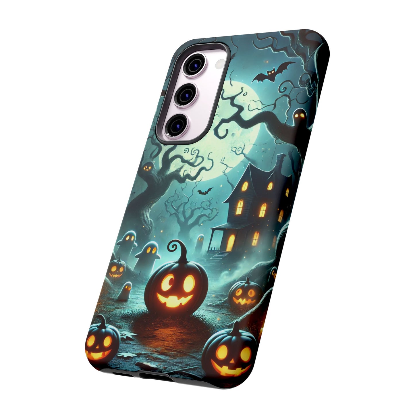 Spooky Halloween Night Pumpkin and Ghost Path Design Phone Case