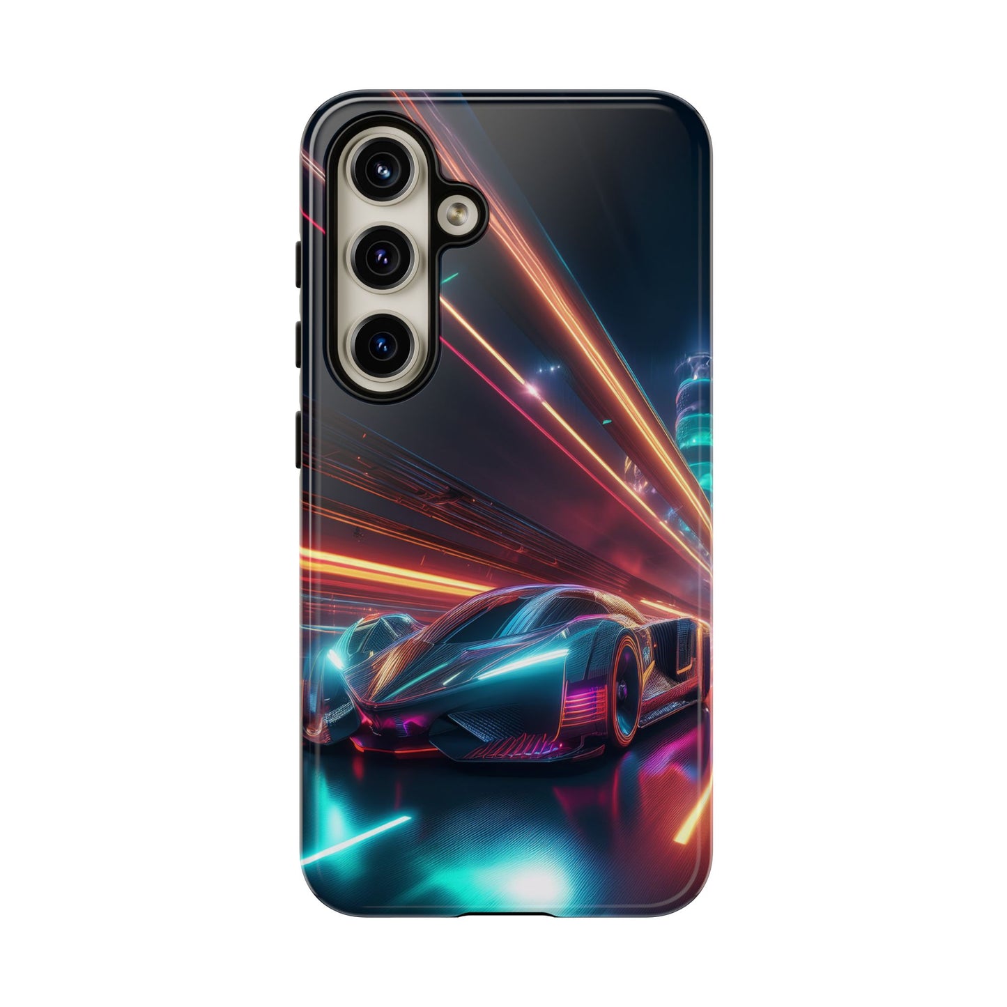 CyberPunk Magenta Car Tough Case - Futuristic Neon Glow iPhone Samsung Google Pixel Phone Case