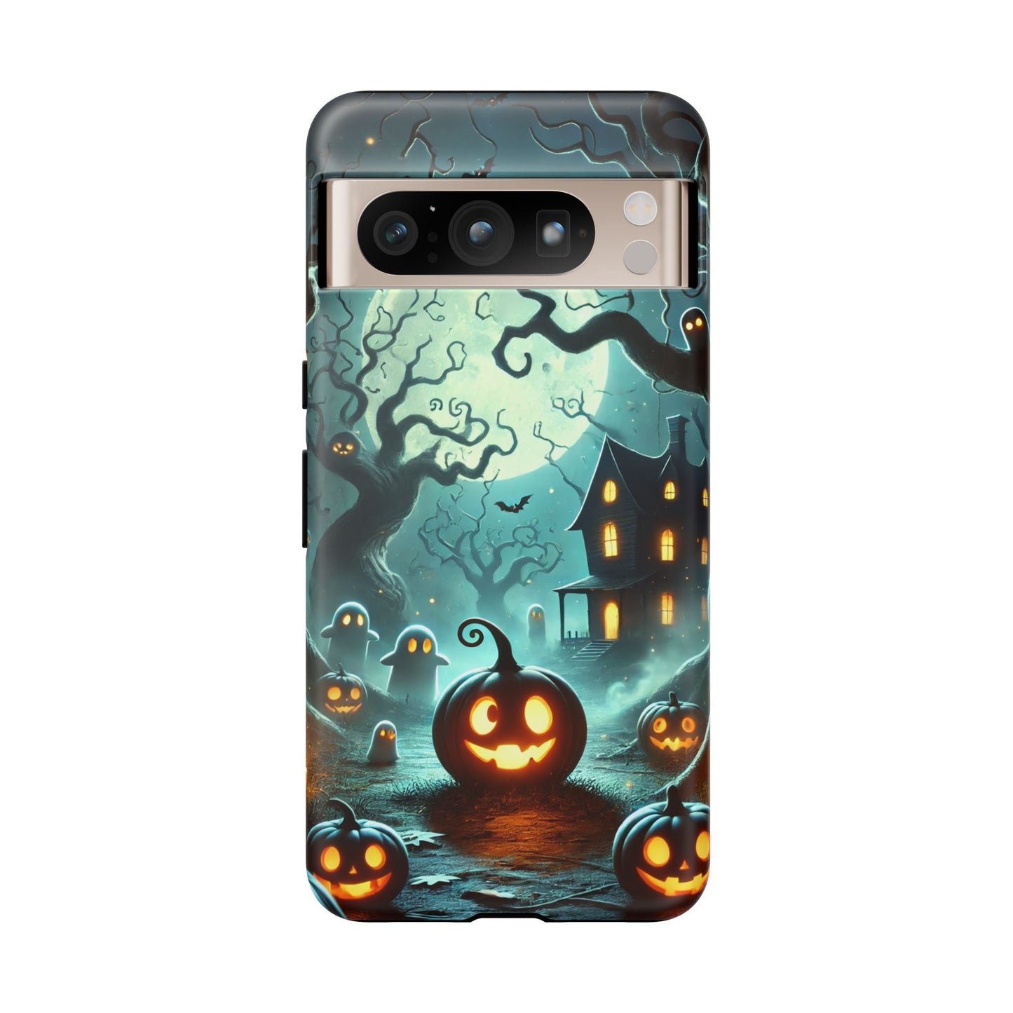 Spooky Halloween Night Pumpkin and Ghost Path Design Phone Case