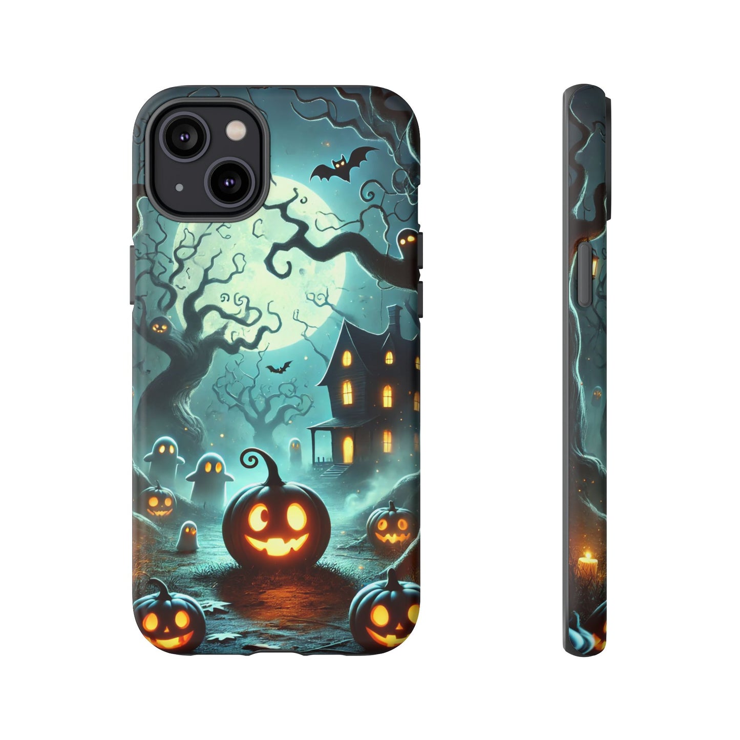 Spooky Halloween Night Pumpkin and Ghost Path Design Phone Case