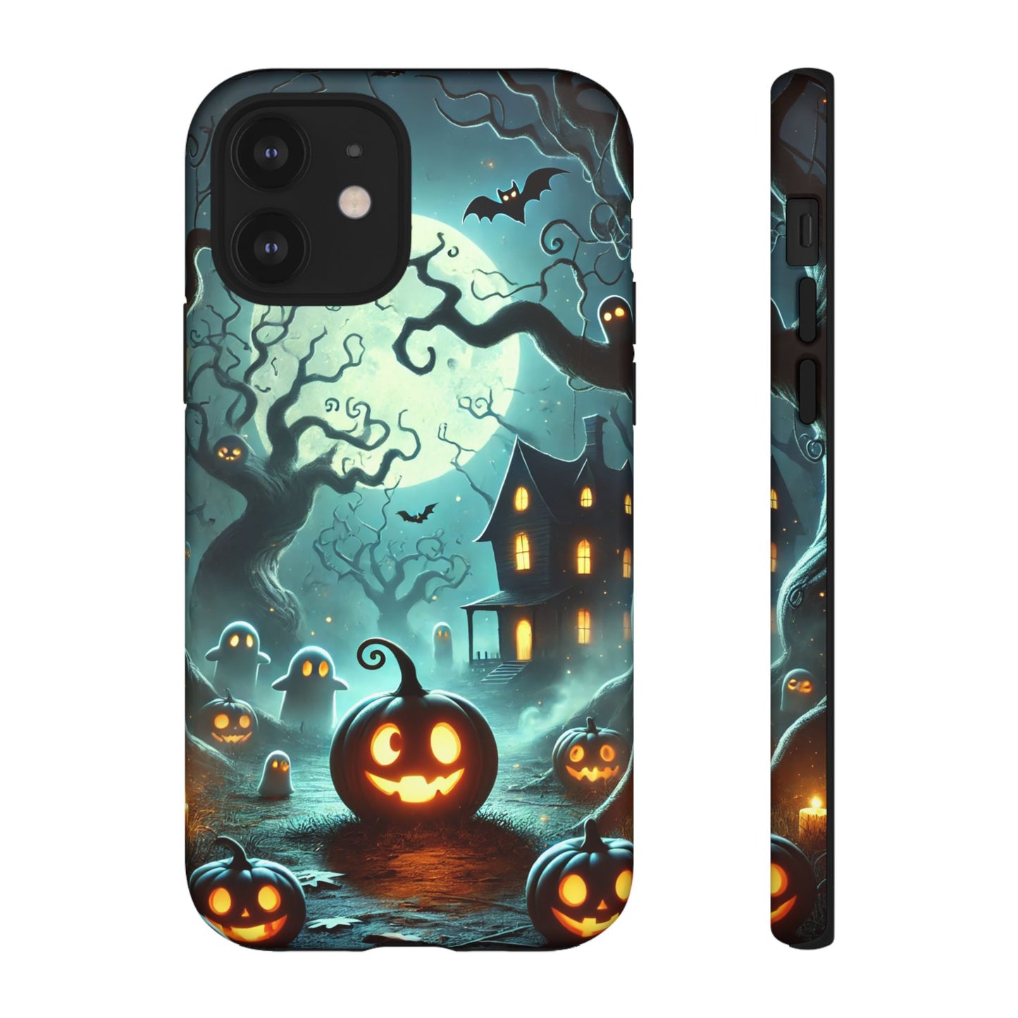 Spooky Halloween Night Pumpkin and Ghost Path Design Phone Case