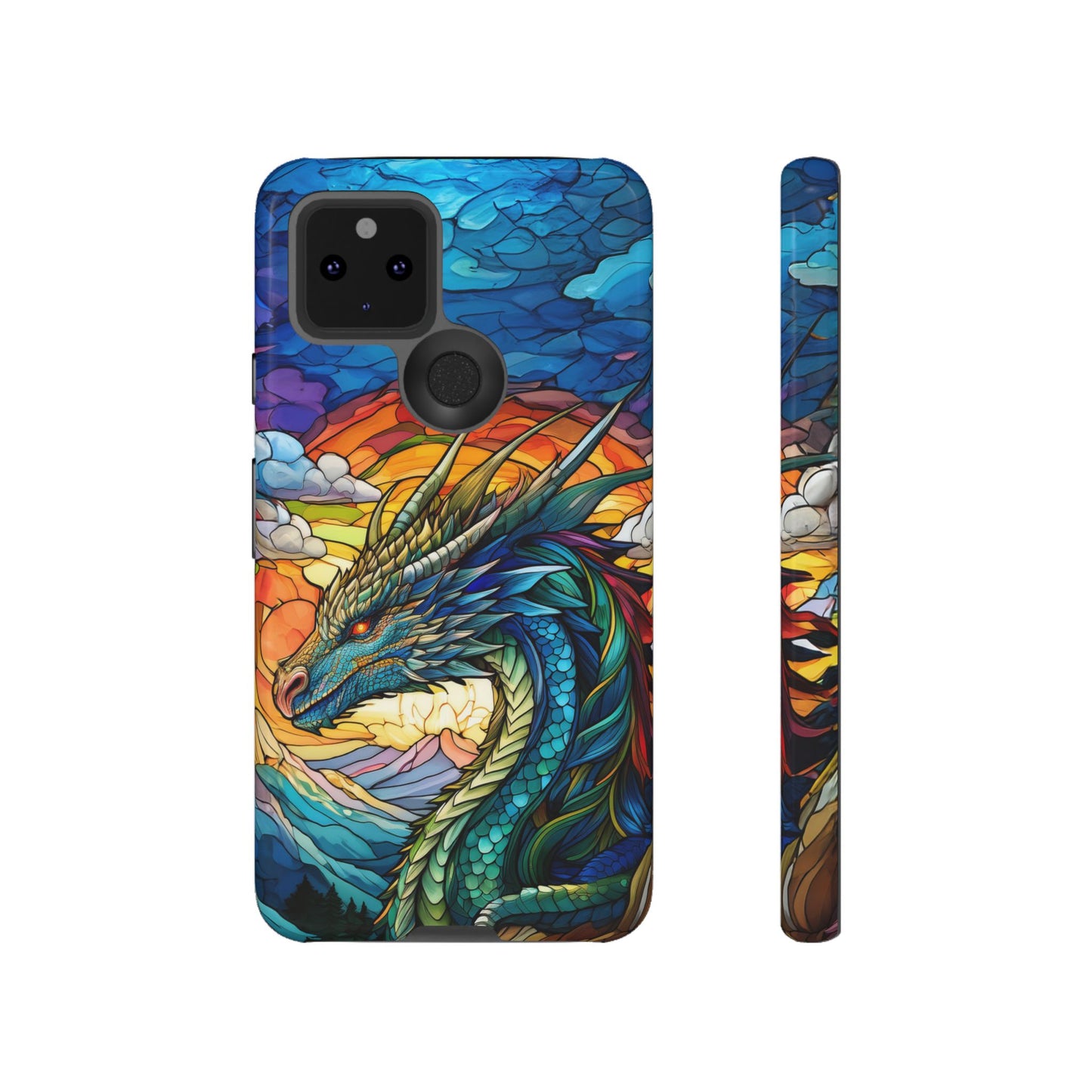 Stained Glass Design Dragon Case | Fantasy Art Google Pixel 8 Pro, 8, 7, 6 Pro, 6, 5 5G | Unique Protective Phone Cover for Pixel Users