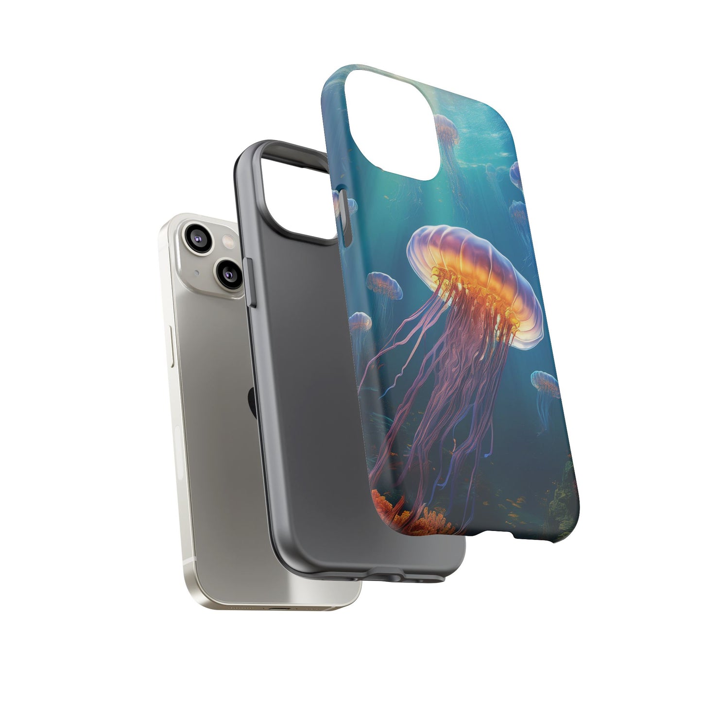 Vibrant Jellyfish iPhone Case - Fits iPhone 8, X, XR, 11, 12, 13, 14, 15, 16 Pro, Max, Mini - Stunning Ocean Art Case for iPhone Lovers