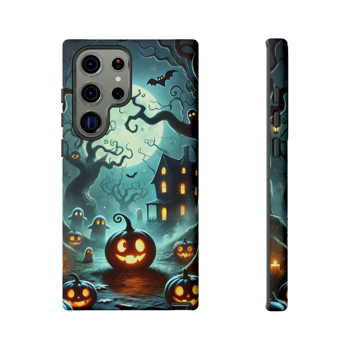 Spooky Halloween Night Pumpkin and Ghost Path Design Phone Case