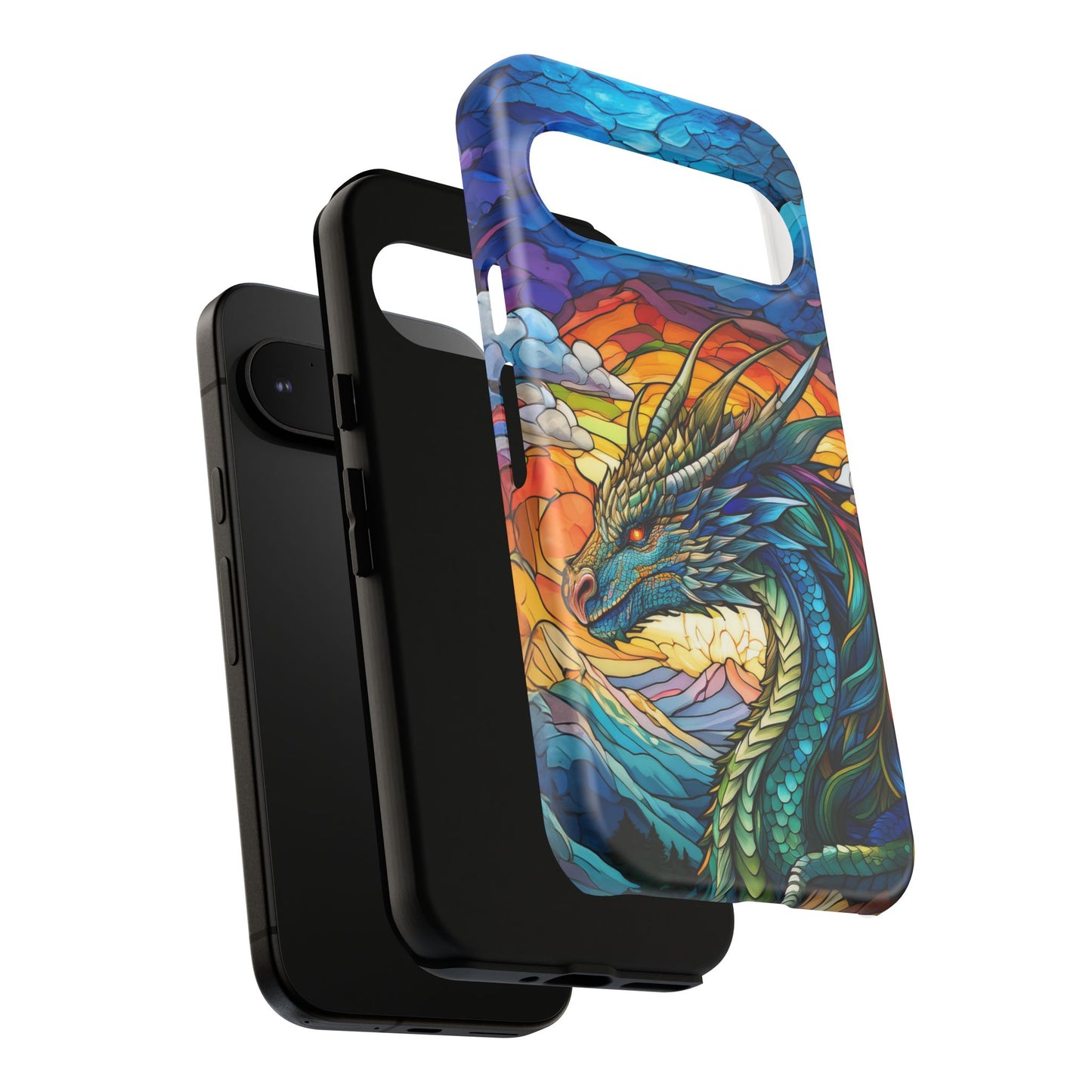 Stained Glass Design Dragon Case | Fantasy Art Google Pixel 8 Pro, 8, 7, 6 Pro, 6, 5 5G | Unique Protective Phone Cover for Pixel Users
