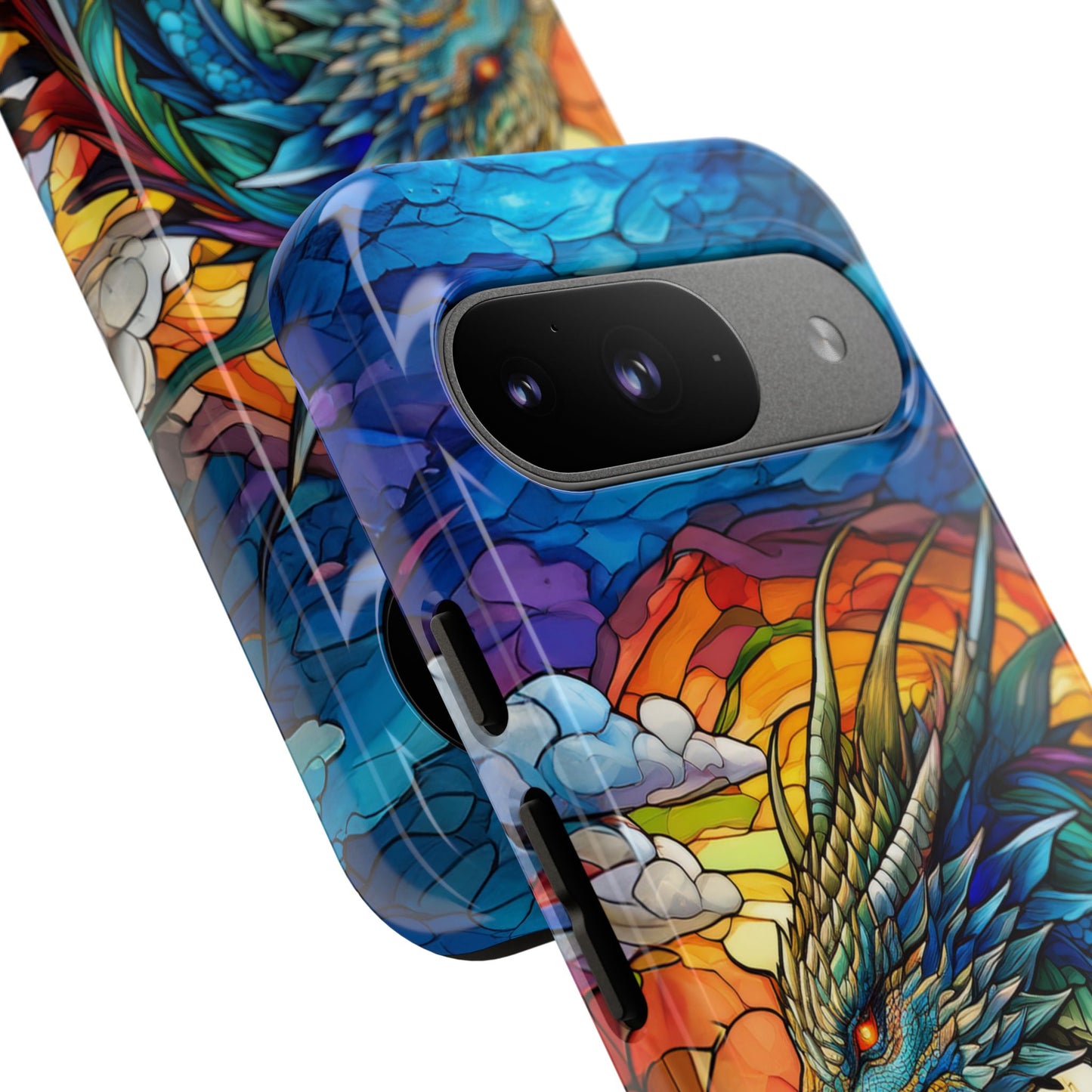 Stained Glass Design Dragon Case | Fantasy Art Google Pixel 8 Pro, 8, 7, 6 Pro, 6, 5 5G | Unique Protective Phone Cover for Pixel Users