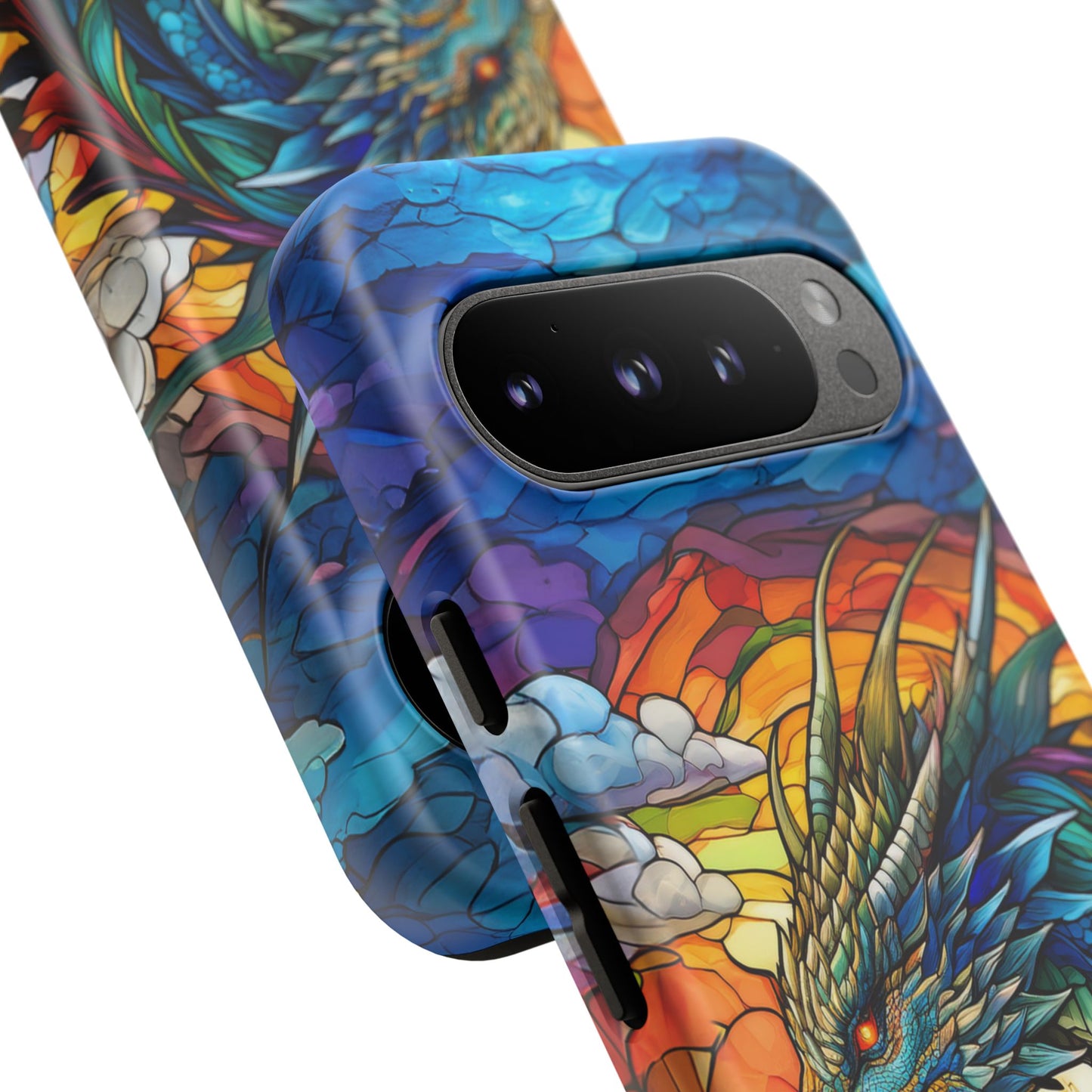 Stained Glass Design Dragon Case | Fantasy Art Google Pixel 8 Pro, 8, 7, 6 Pro, 6, 5 5G | Unique Protective Phone Cover for Pixel Users