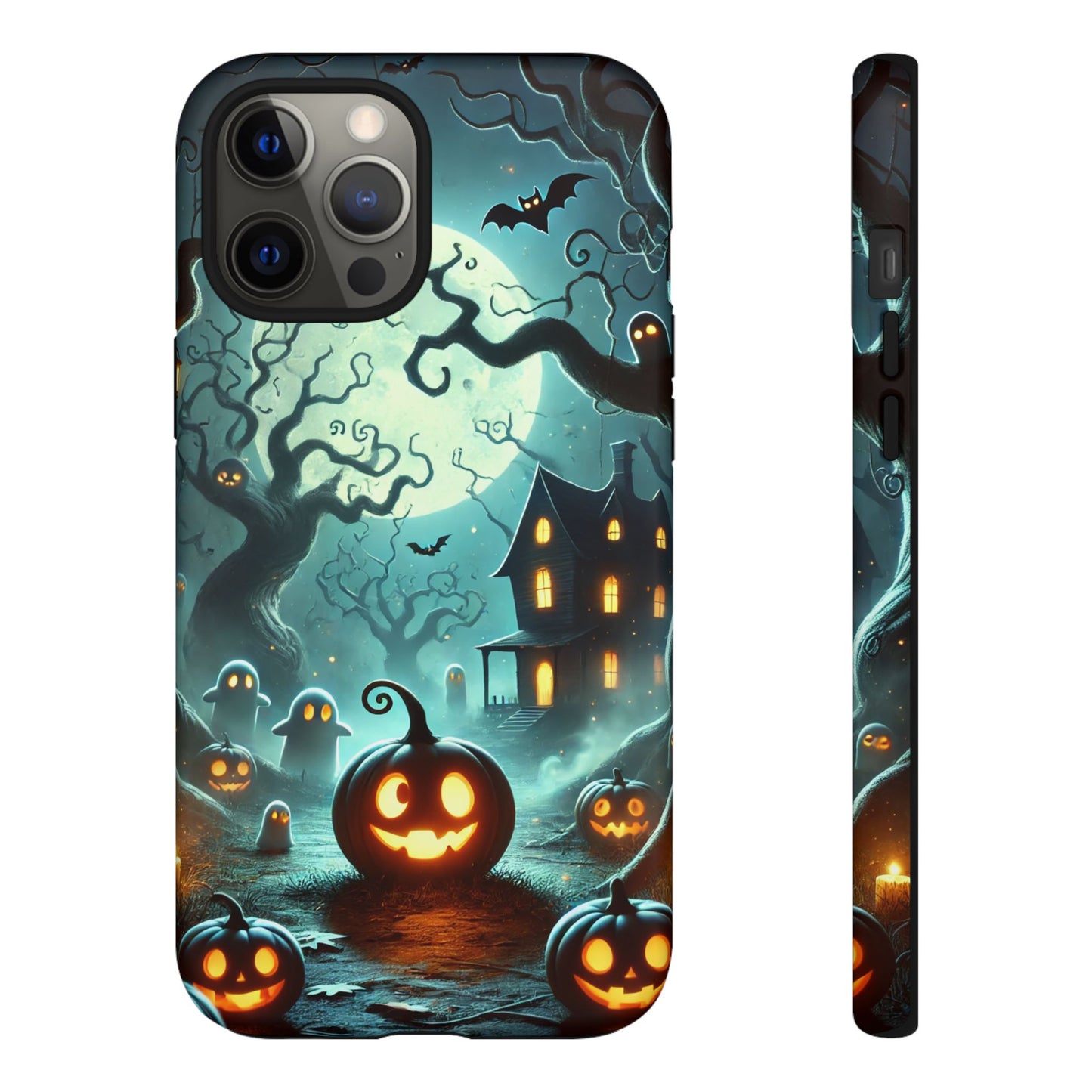 Spooky Halloween Night Pumpkin and Ghost Path Design Phone Case