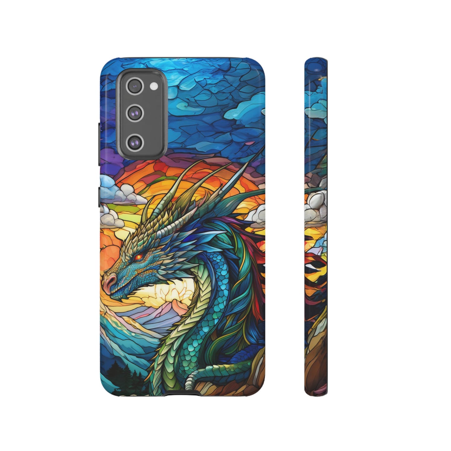 Stained Glass Design Dragon Case | Fantasy Art Samsung Galaxy S24 Ultra, S23, S22, S21, S20, S10 Plus | Unique Protective Phone Cover