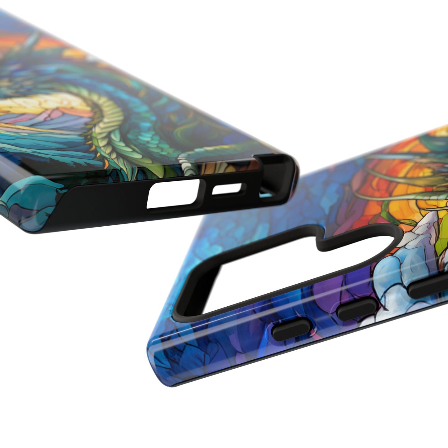 Stained Glass Design Dragon Case | Fantasy Art Samsung Galaxy S24 Ultra, S23, S22, S21, S20, S10 Plus | Unique Protective Phone Cover