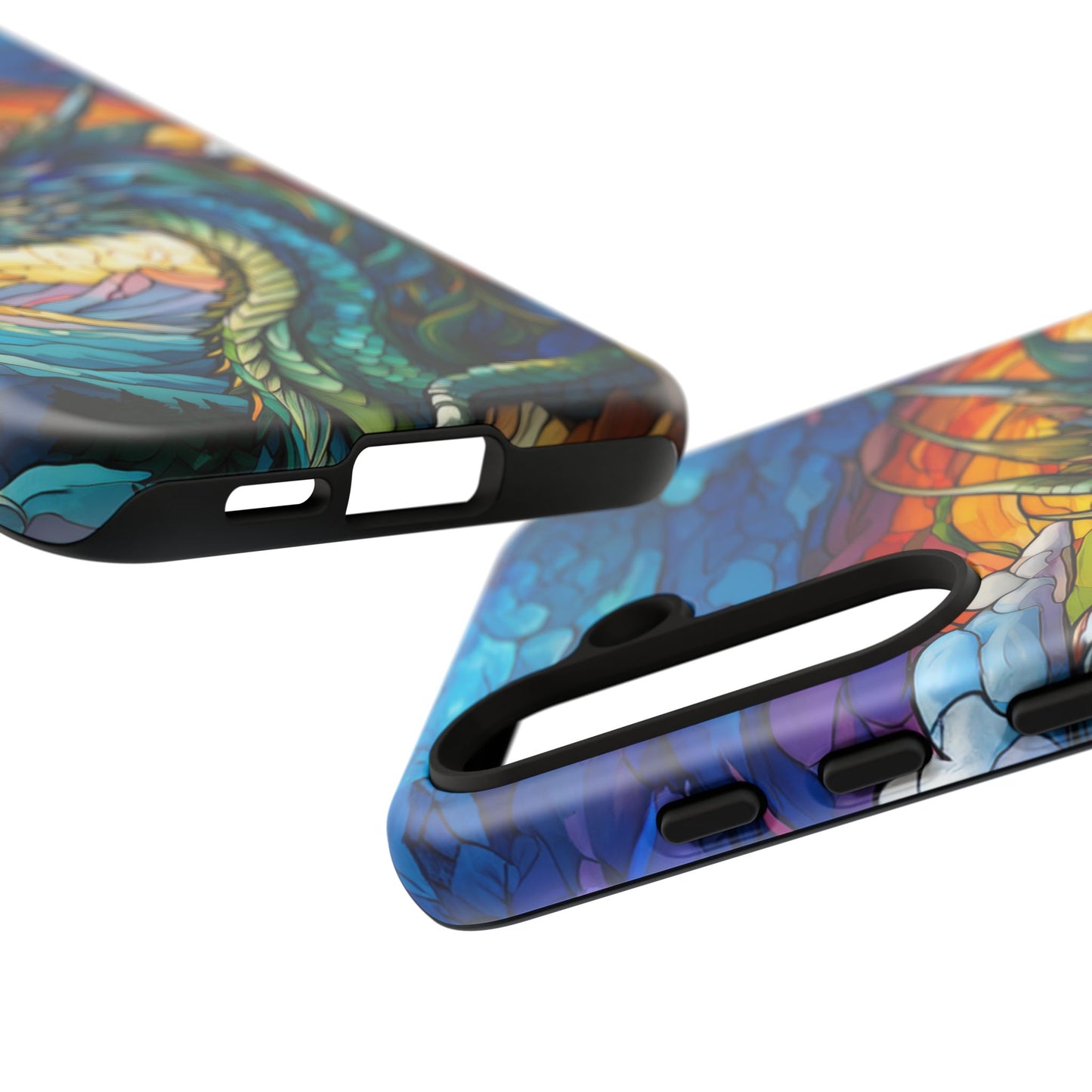 Stained Glass Design Dragon Case | Fantasy Art Samsung Galaxy S24 Ultra, S23, S22, S21, S20, S10 Plus | Unique Protective Phone Cover