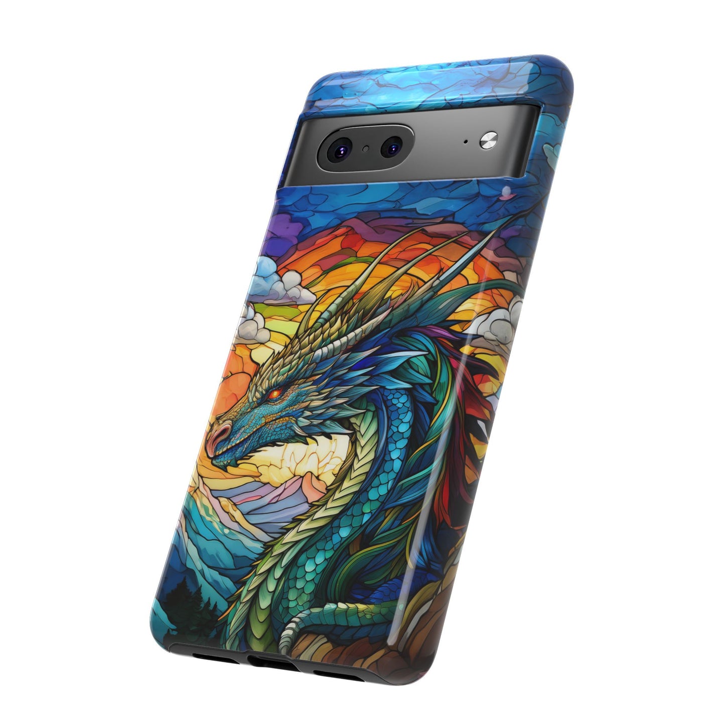 Stained Glass Design Dragon Case | Fantasy Art Google Pixel 8 Pro, 8, 7, 6 Pro, 6, 5 5G | Unique Protective Phone Cover for Pixel Users