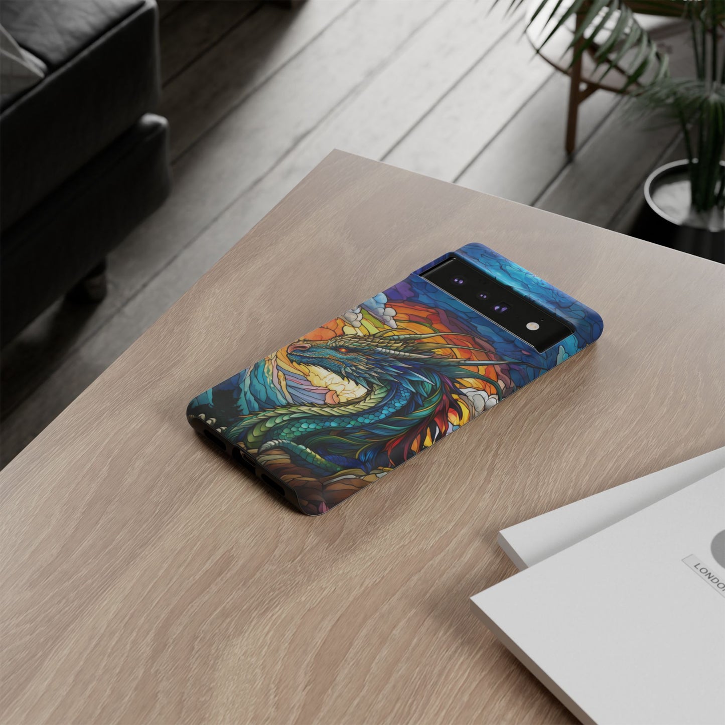 Stained Glass Design Dragon Case | Fantasy Art Google Pixel 8 Pro, 8, 7, 6 Pro, 6, 5 5G | Unique Protective Phone Cover for Pixel Users