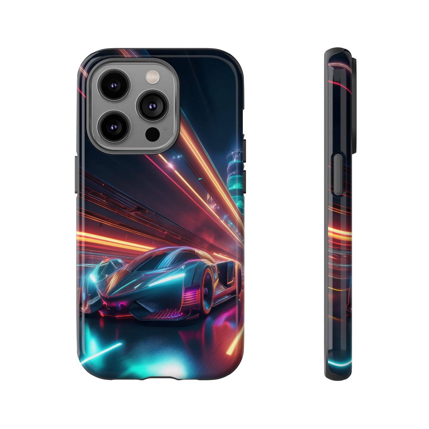 CyberPunk Magenta Car Tough Case - Futuristic Neon Glow iPhone Samsung Google Pixel Phone Case