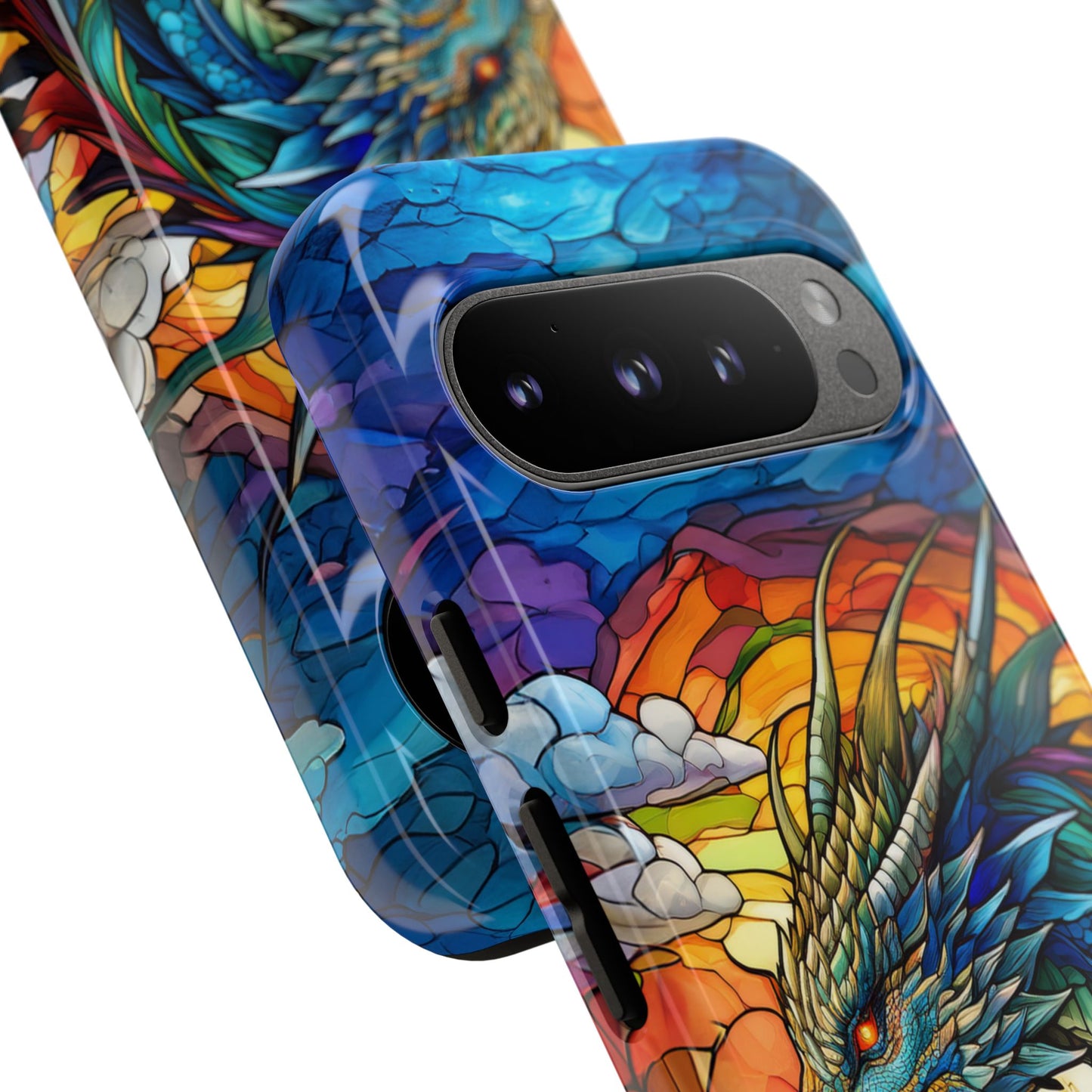 Stained Glass Design Dragon Case | Fantasy Art Google Pixel 8 Pro, 8, 7, 6 Pro, 6, 5 5G | Unique Protective Phone Cover for Pixel Users