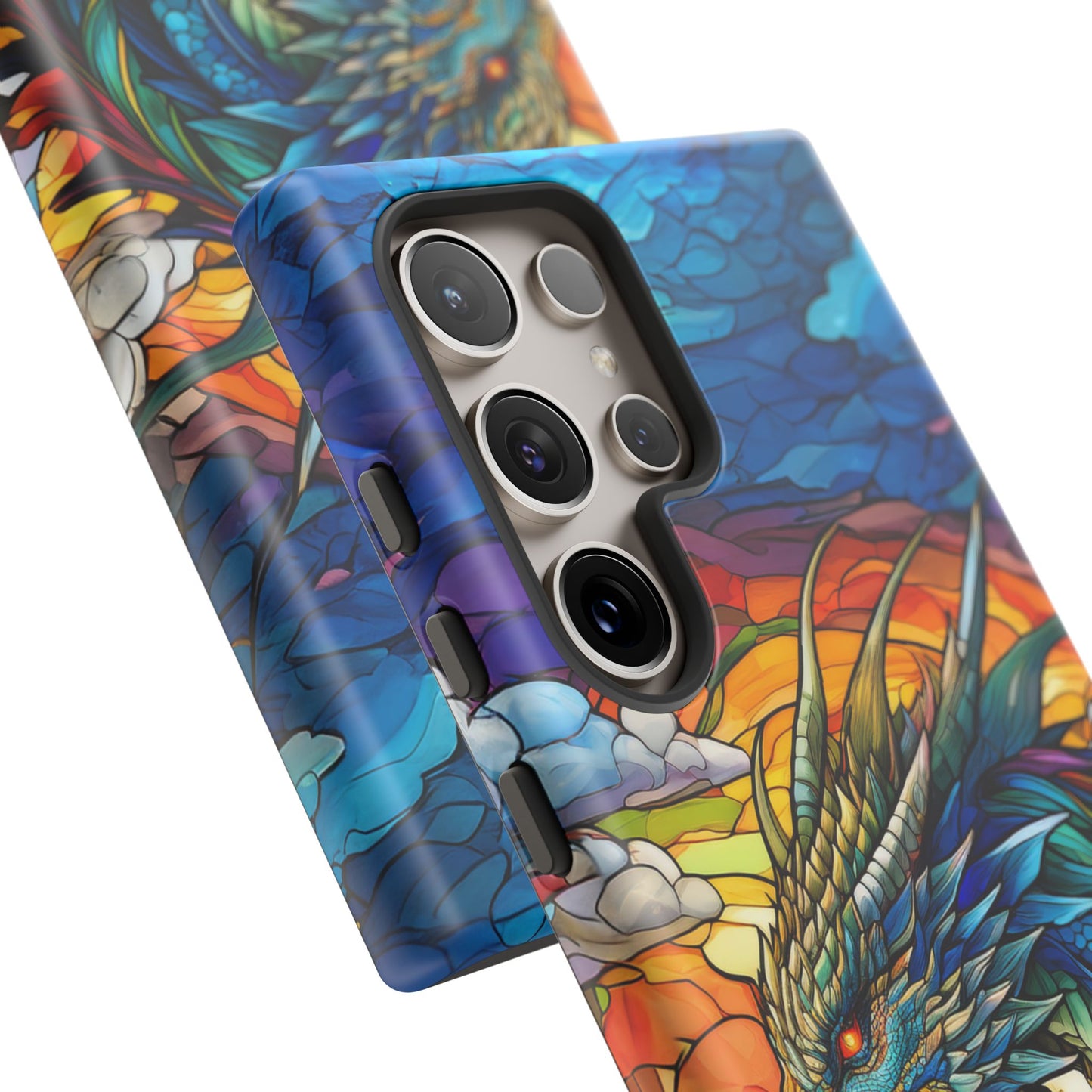 Stained Glass Design Dragon Case | Fantasy Art Samsung Galaxy S24 Ultra, S23, S22, S21, S20, S10 Plus | Unique Protective Phone Cover