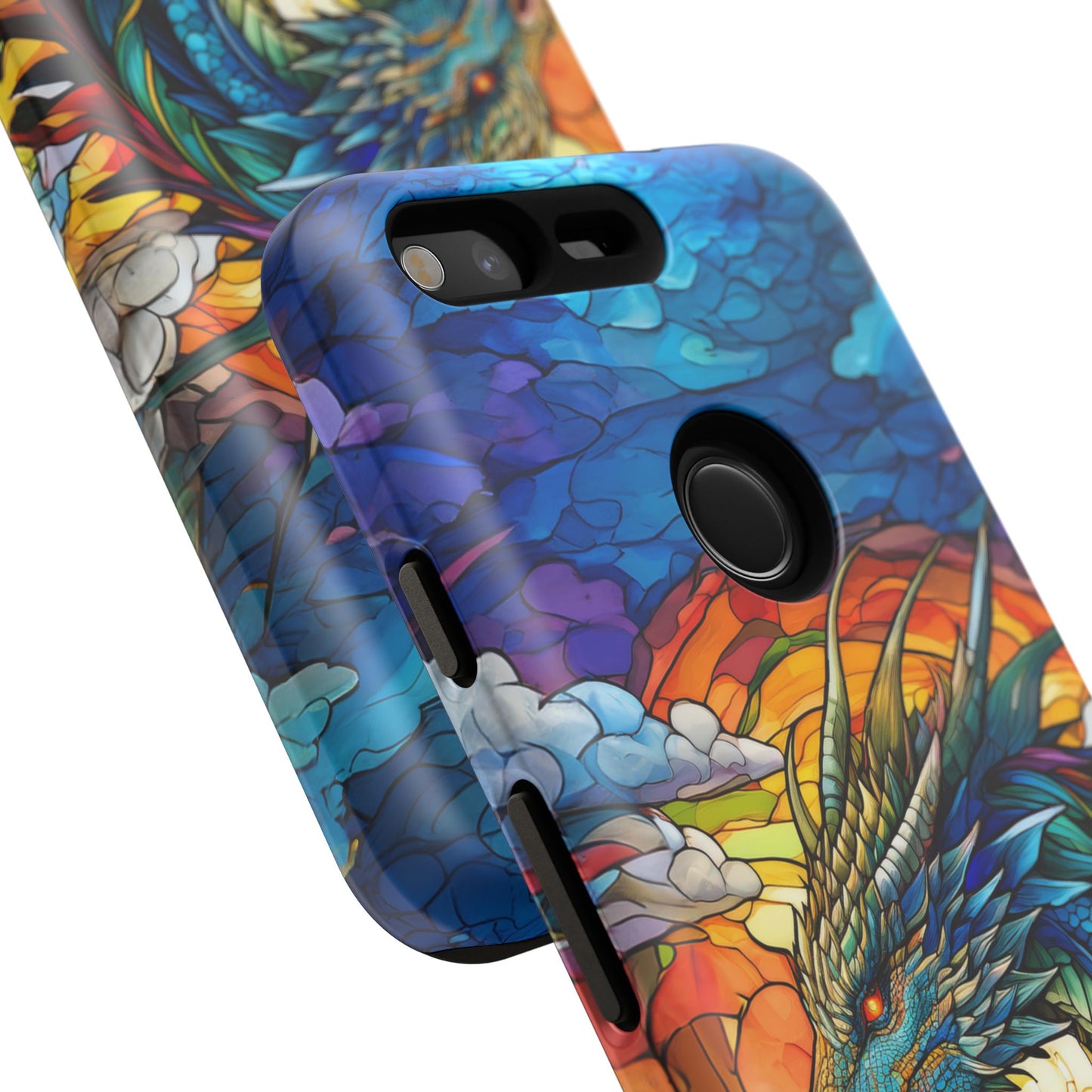 Stained Glass Design Dragon Case | Fantasy Art Google Pixel 8 Pro, 8, 7, 6 Pro, 6, 5 5G | Unique Protective Phone Cover for Pixel Users