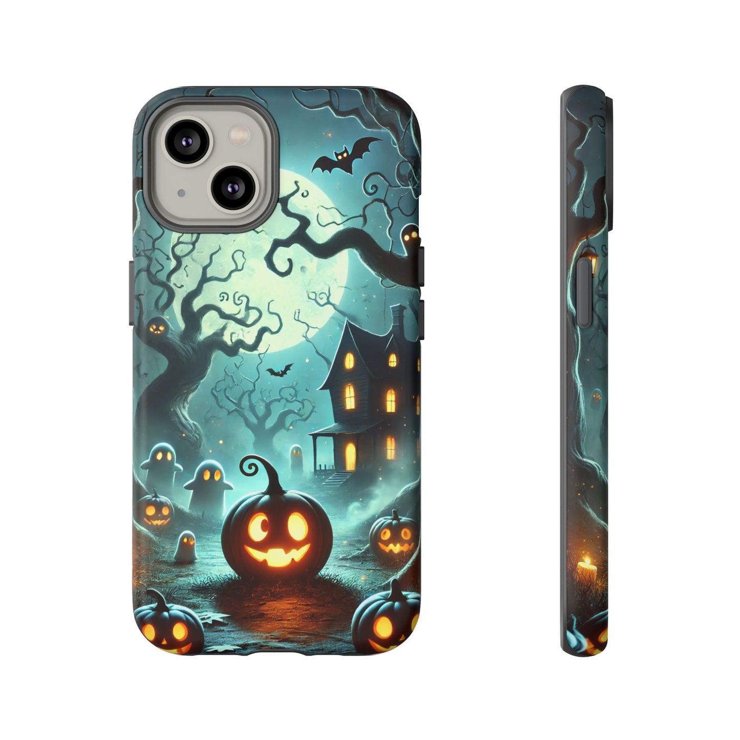 Spooky Halloween Night Pumpkin and Ghost Path Design Phone Case