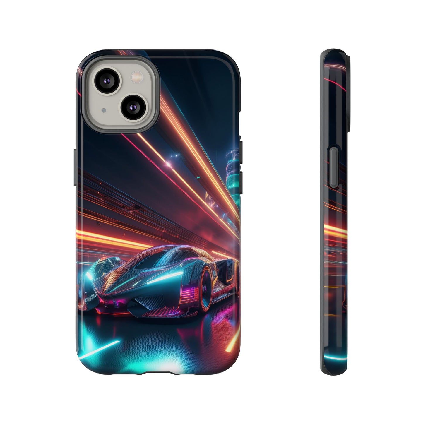 CyberPunk Magenta Car Tough Case - Futuristic Neon Glow iPhone Samsung Google Pixel Phone Case