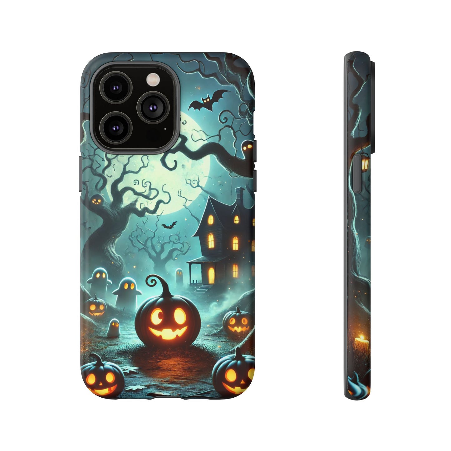 Spooky Halloween Night Pumpkin and Ghost Path Design Phone Case