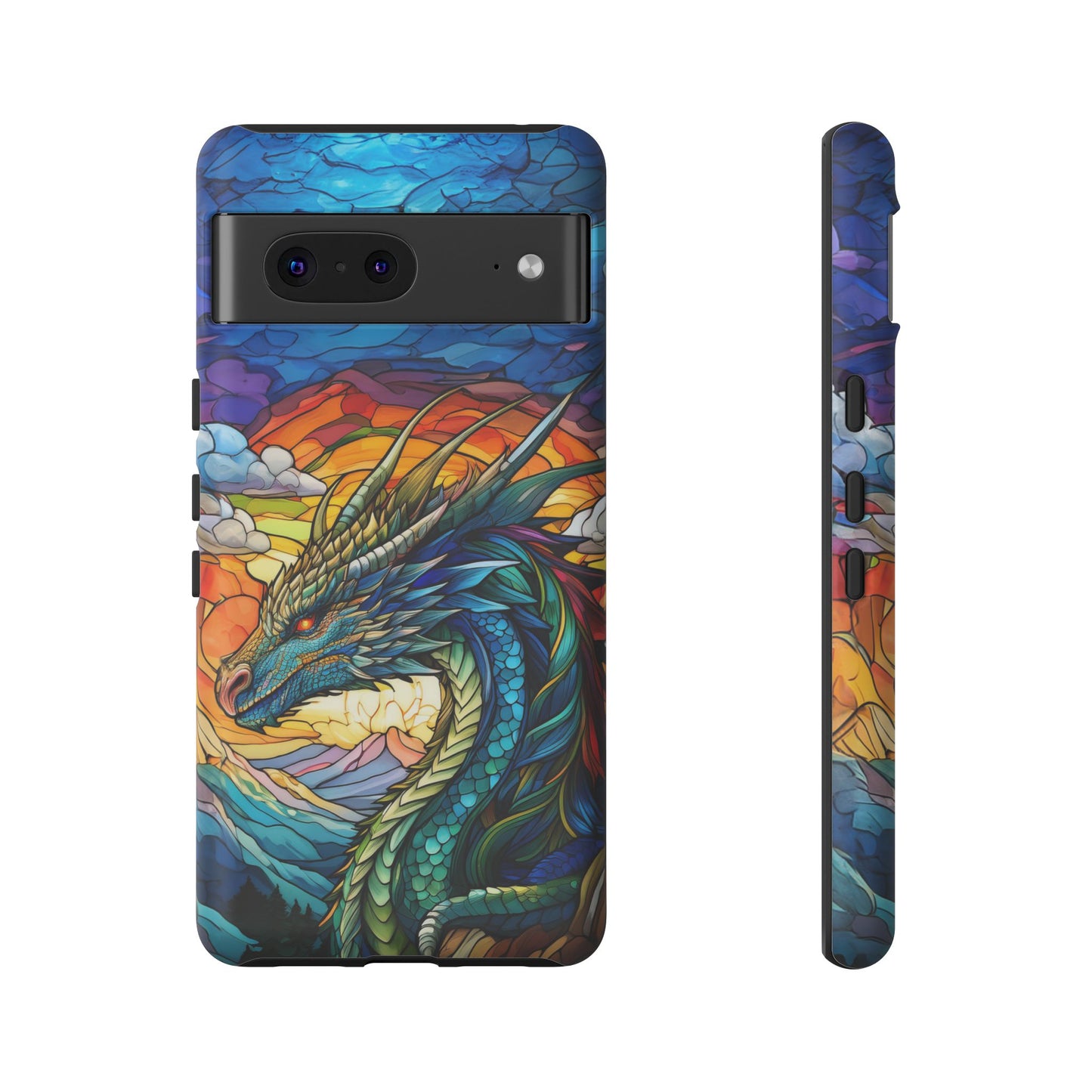 Stained Glass Design Dragon Case | Fantasy Art Google Pixel 8 Pro, 8, 7, 6 Pro, 6, 5 5G | Unique Protective Phone Cover for Pixel Users